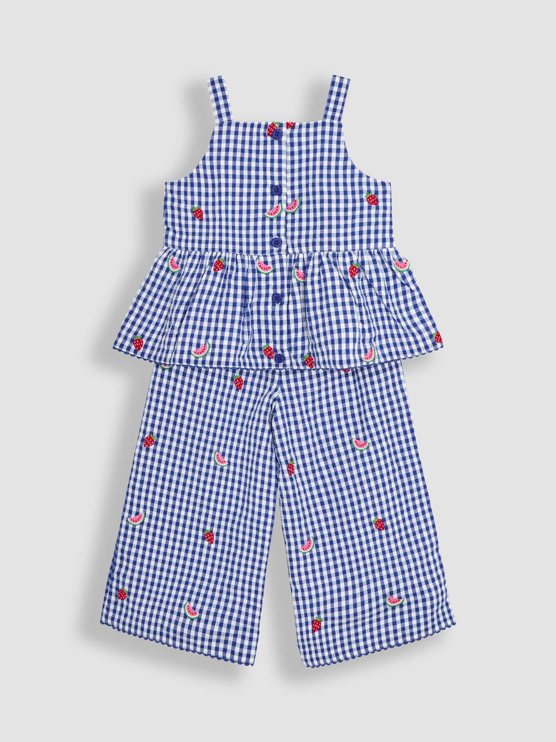 Blue Strawberry 2-Piece Embroidered Top & Trousers Set (AU5332) | $51 - $62
