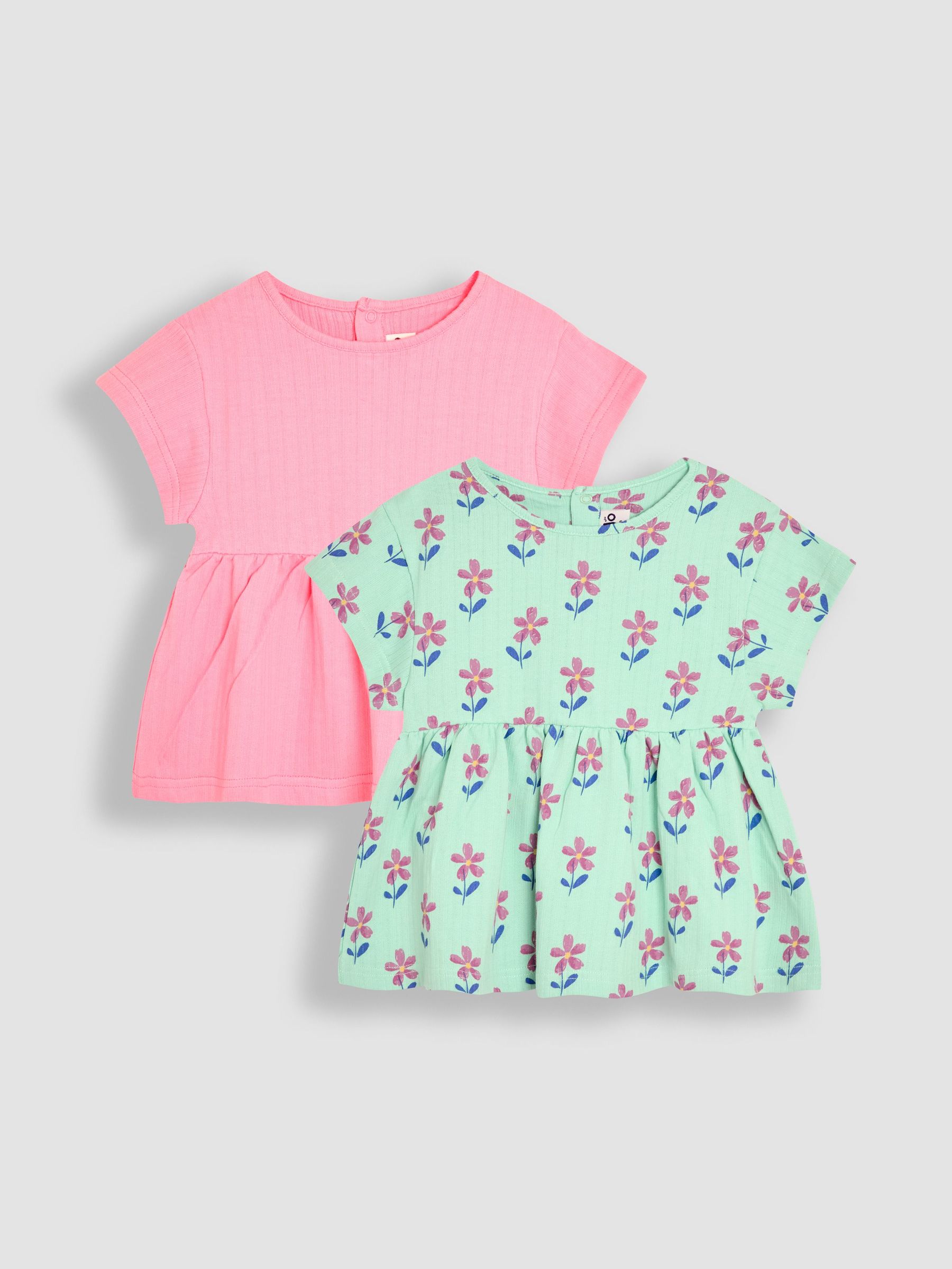 Green Floral Print Drop Shoulder T-Shirts 2 Pack (AU5337) | $34 - $39