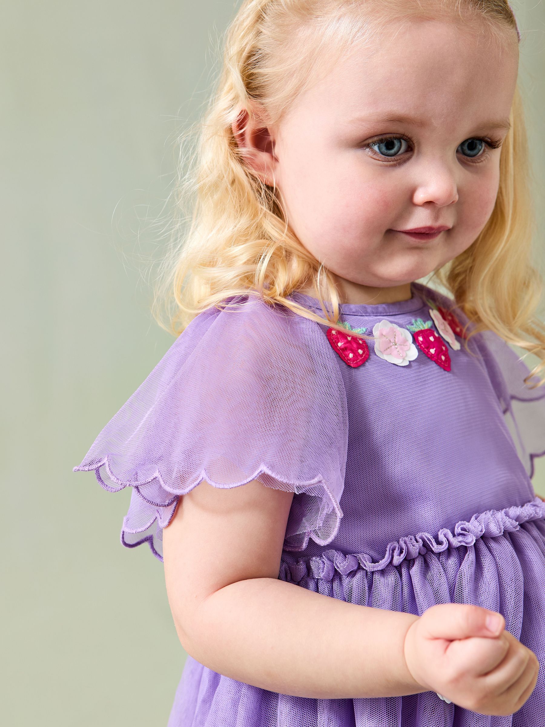 Lilac Purple Strawberry Angel Sleeve Appliqué Tulle Party Dress (AU5371) | $63 - $74