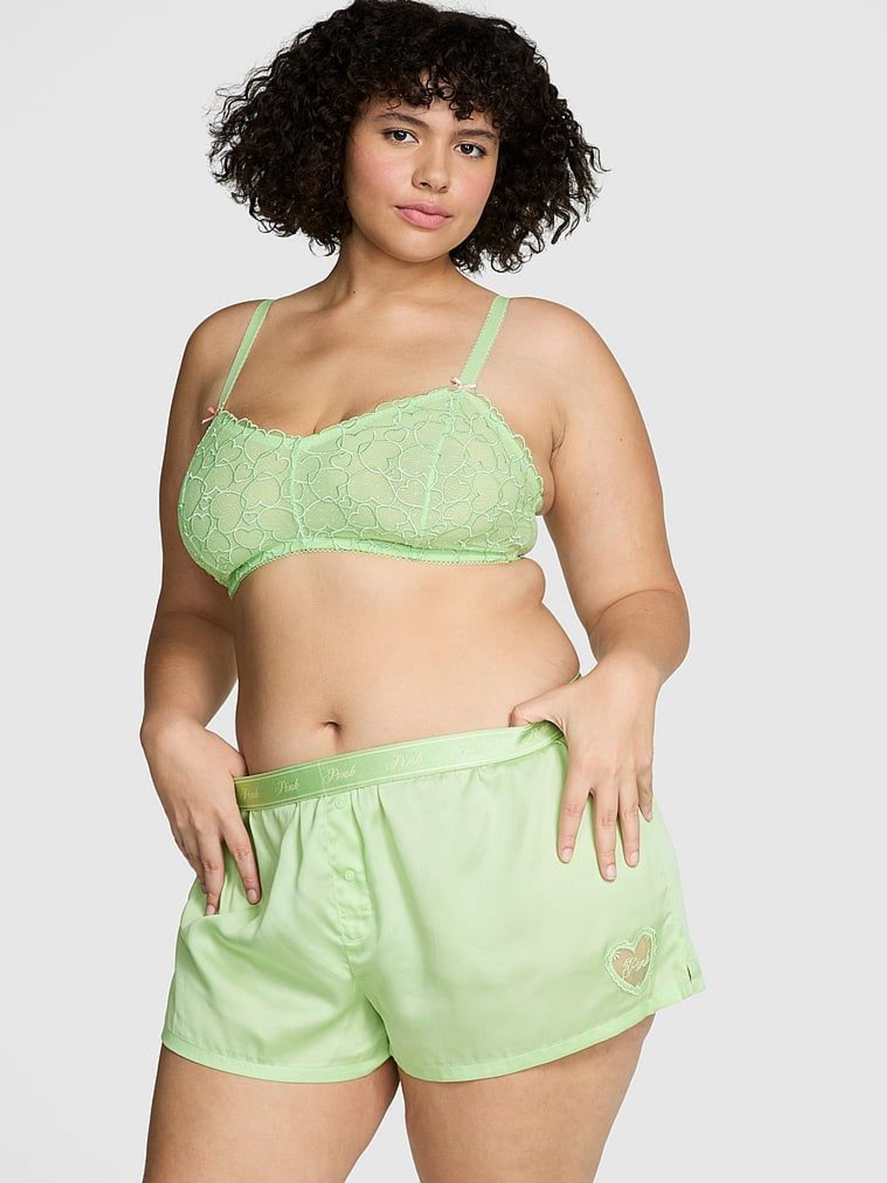 Pale Petal Green Heart Short TENCEL™ Pyjama Bottoms (AU5467) | €29
