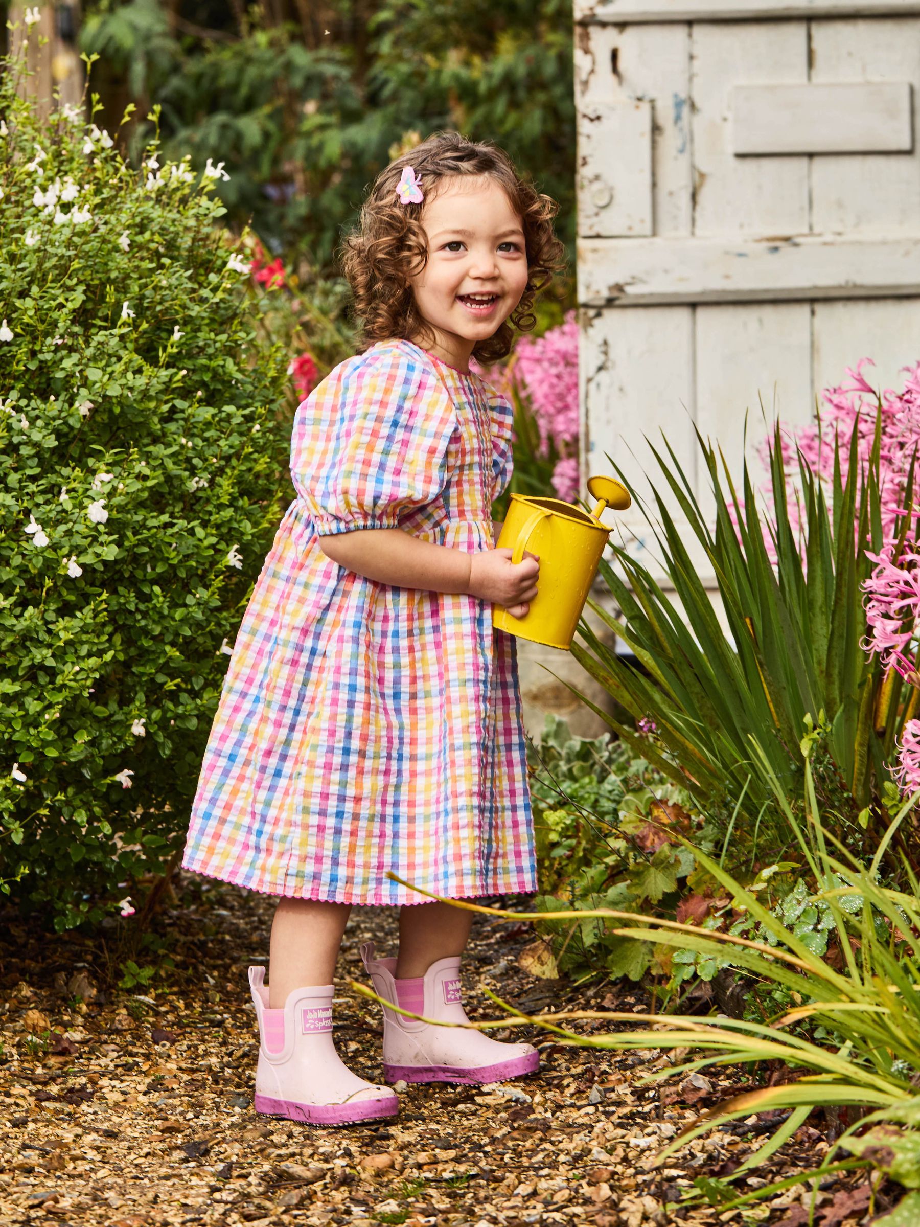 Pink Gingham Balloon Sleeve Dress (AU5556) | $41 - $46