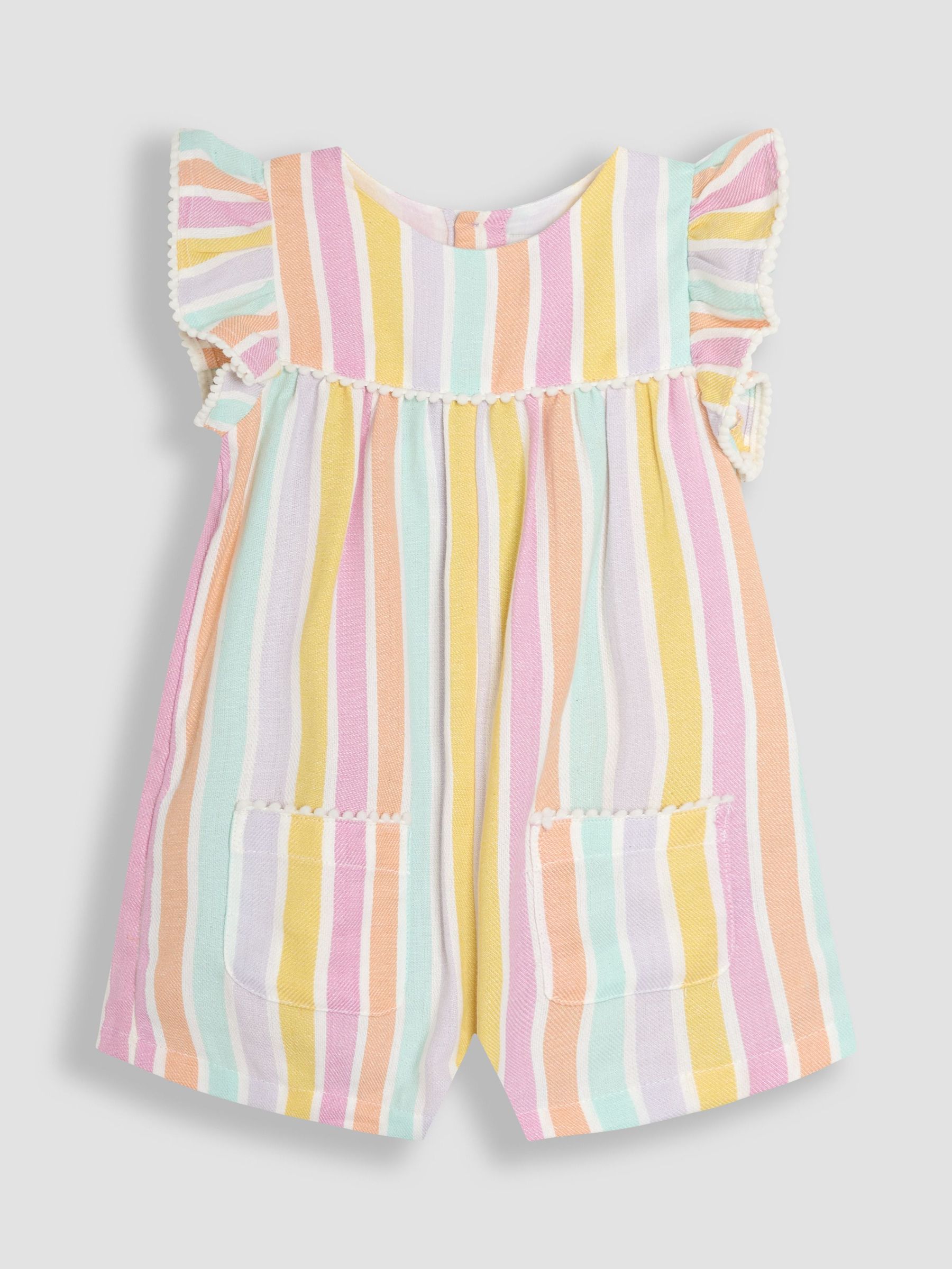 Rainbow Stripe Frill Sleeve Playsuit (AU5557) | $38 - $43