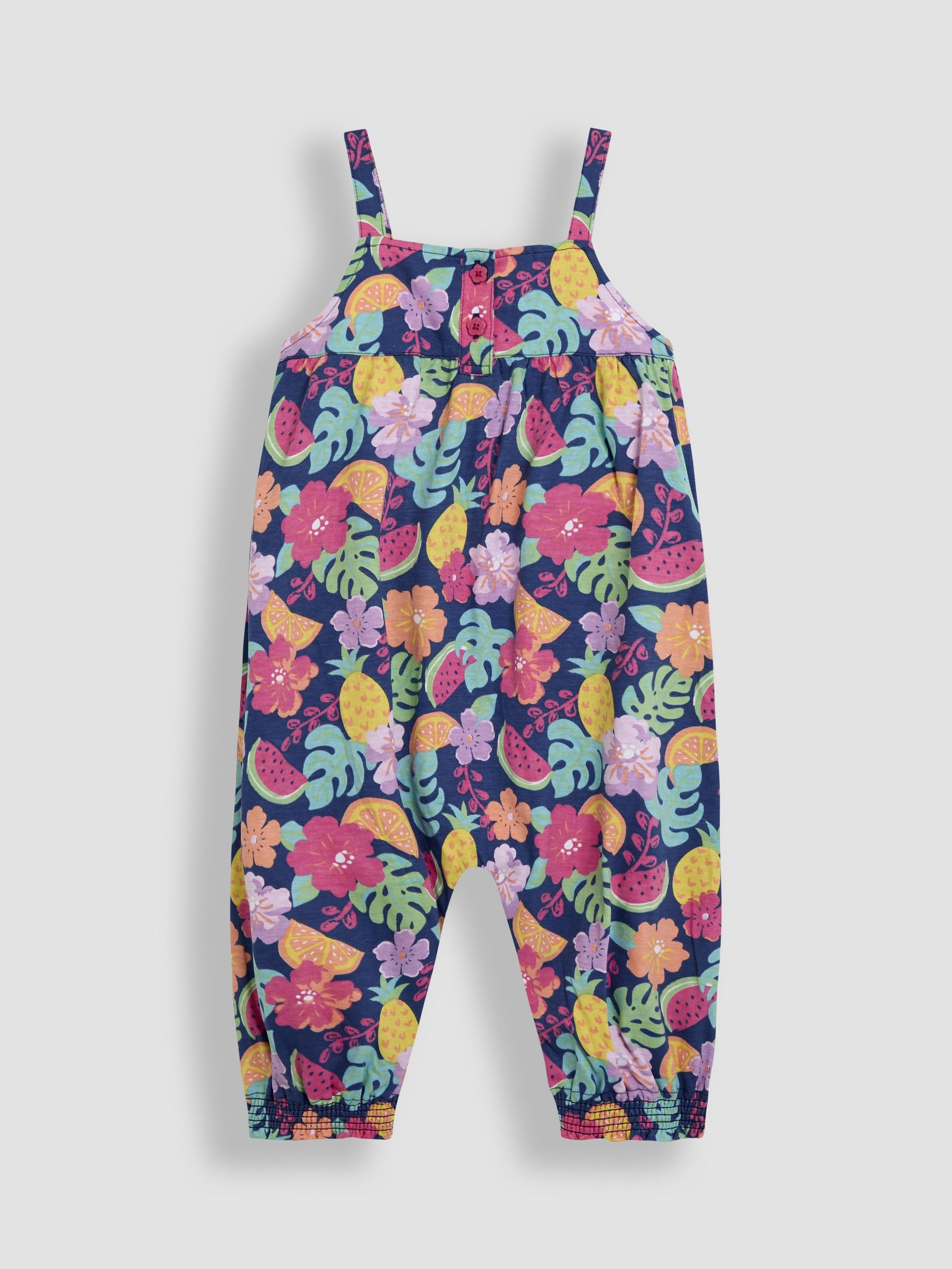 Blue Fruit Floral Button Front Jumpsuit (AU5566) | $39 - $45