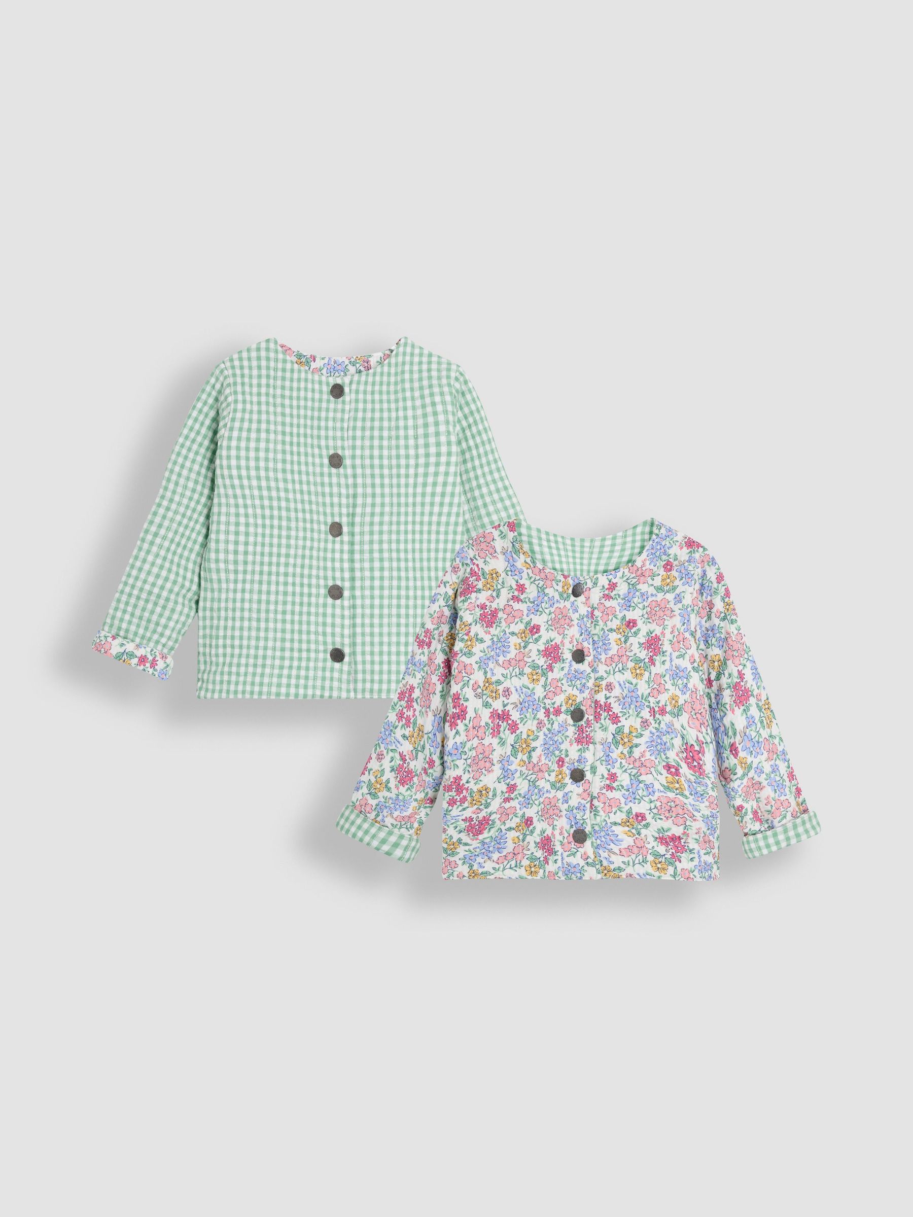 Soft Pink Floral Print Quilted Reversible 100% Cotton Jacket (AU5589) | $48 - $53