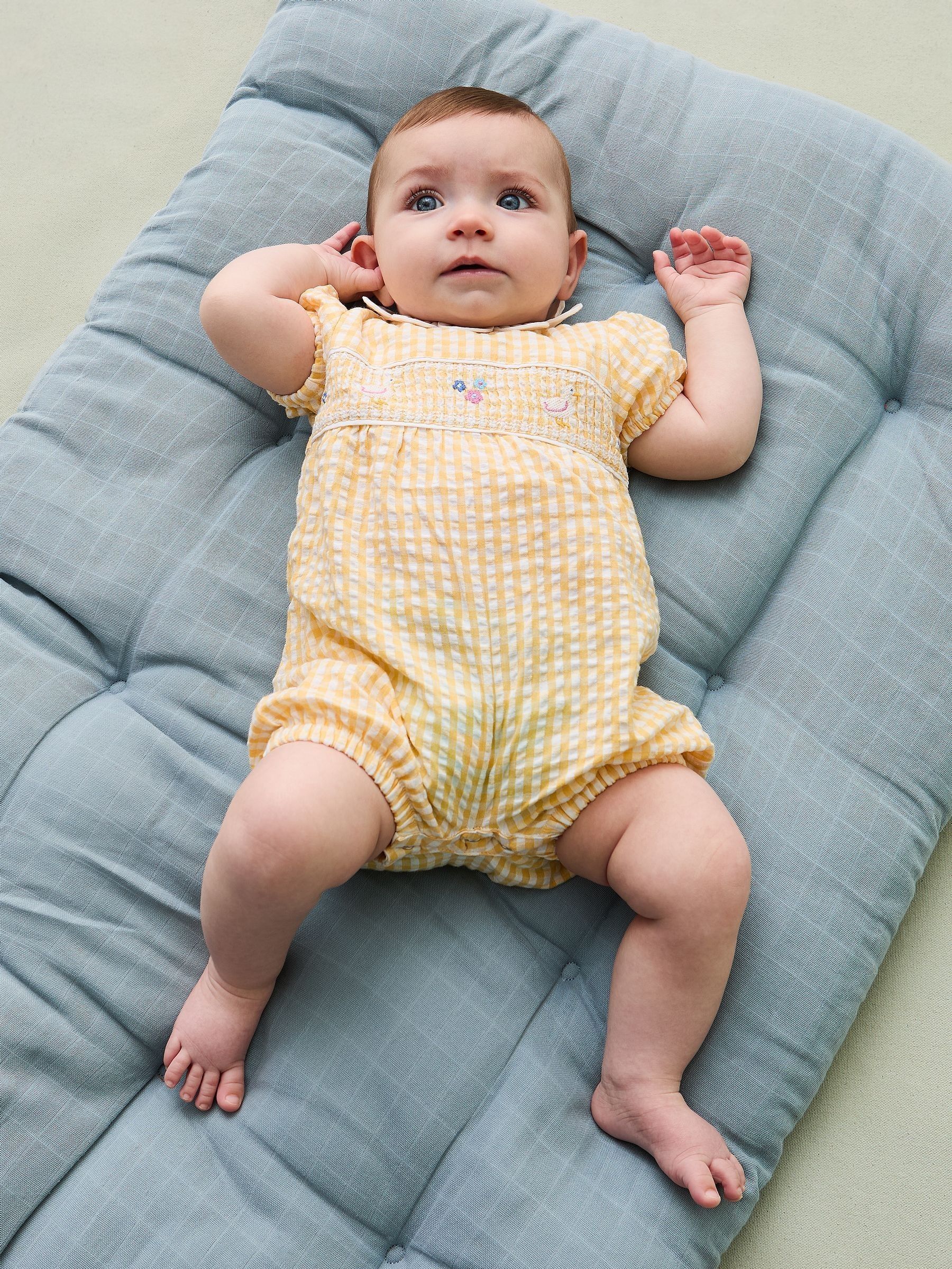 Yellow Duck Embroidered Smocked Pretty Romper (AU5594) | $43 - $45
