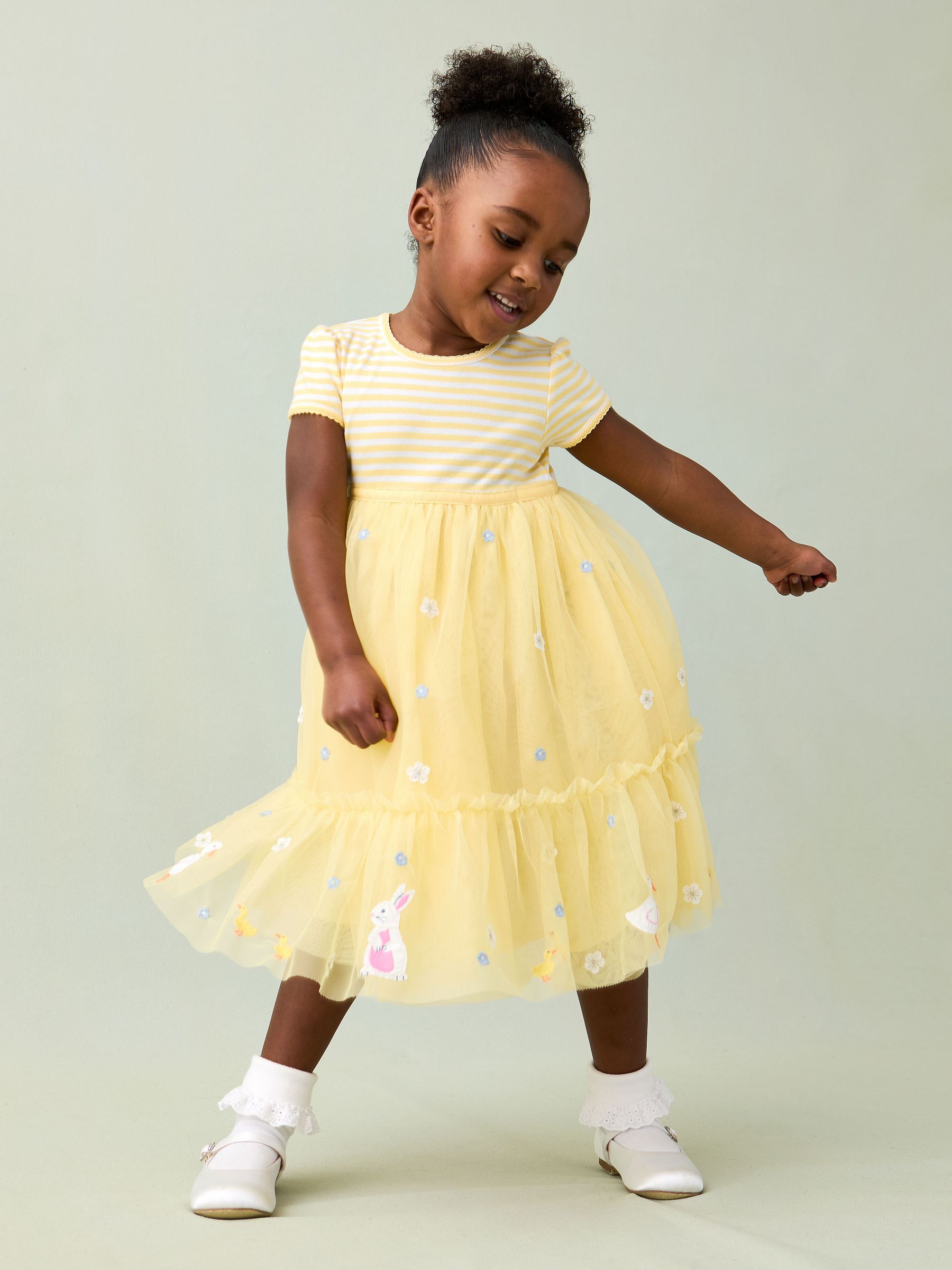 Yellow Duck & Bunny 100% Cotton Appliqué Hem Tulle Party Dress (AU5604) | $58 - $69