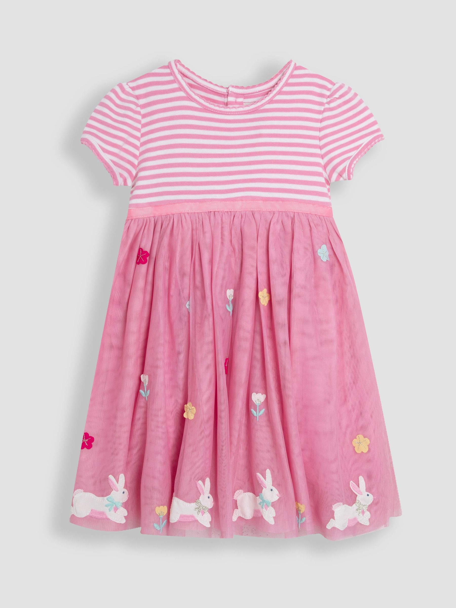 Pink Bunny 100% Cotton Appliqué Hem Tulle Party Dress (AU5629) | $58 - $69