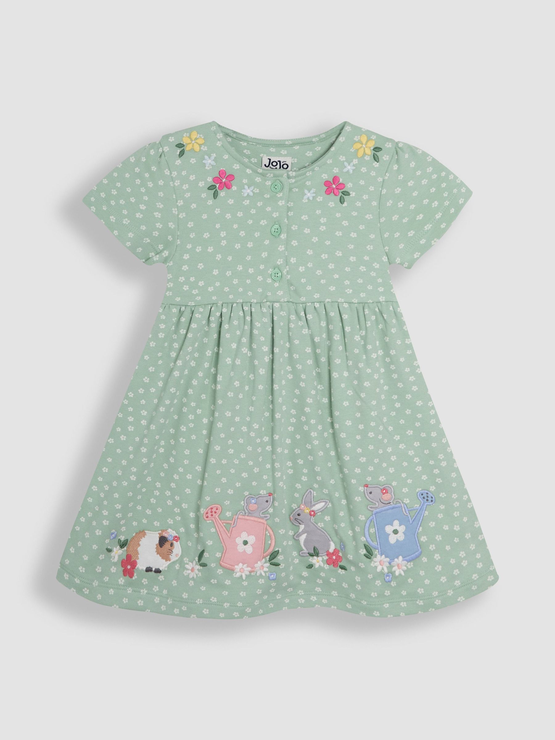 Green Guinea Pig & Friends Appliqué Button Front Dress (AU5705) | $38 - $43