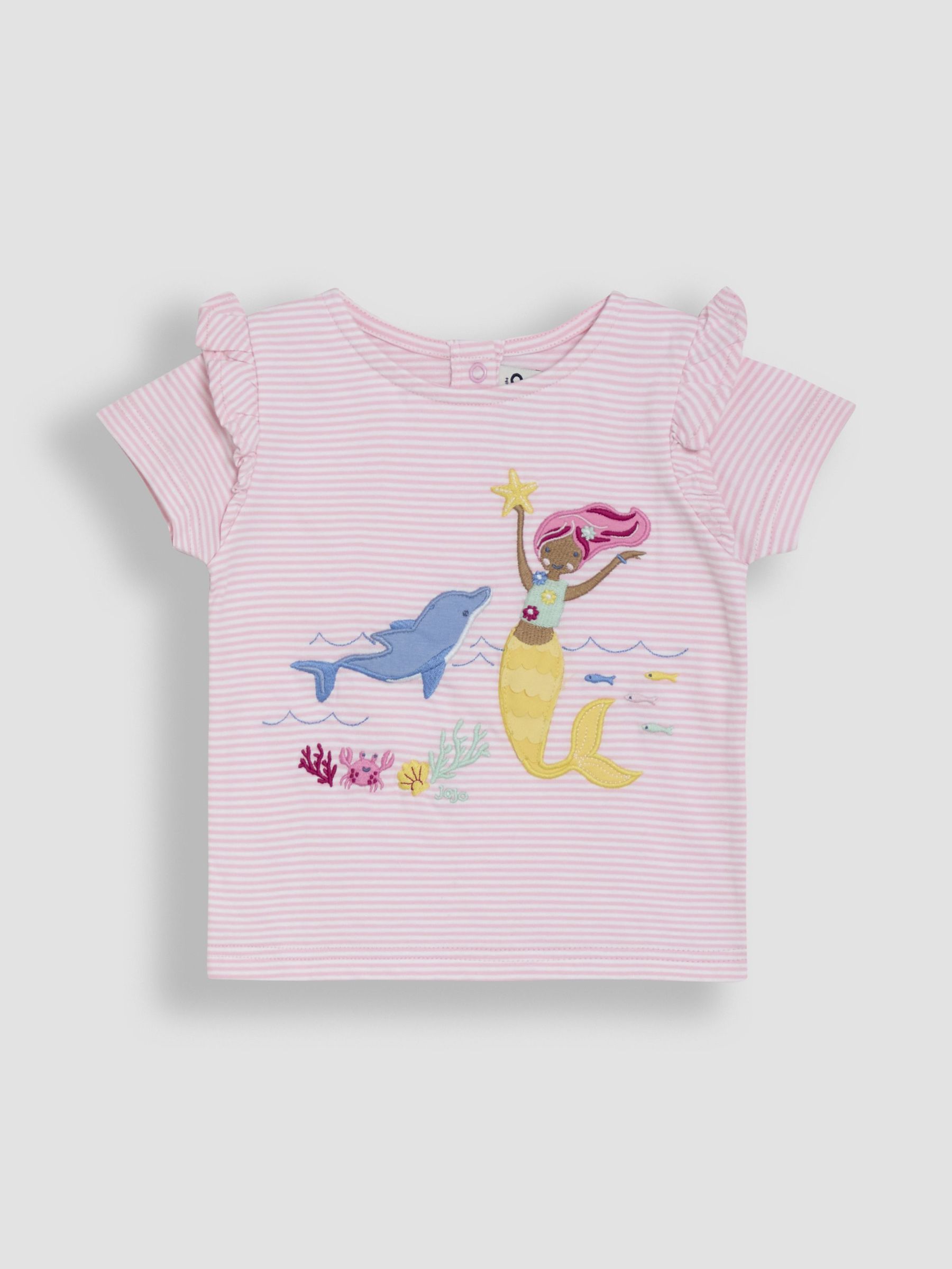 Pink Mermaid Appliqué Frill Shoulder T-Shirt (AU5721) | $27 - $33