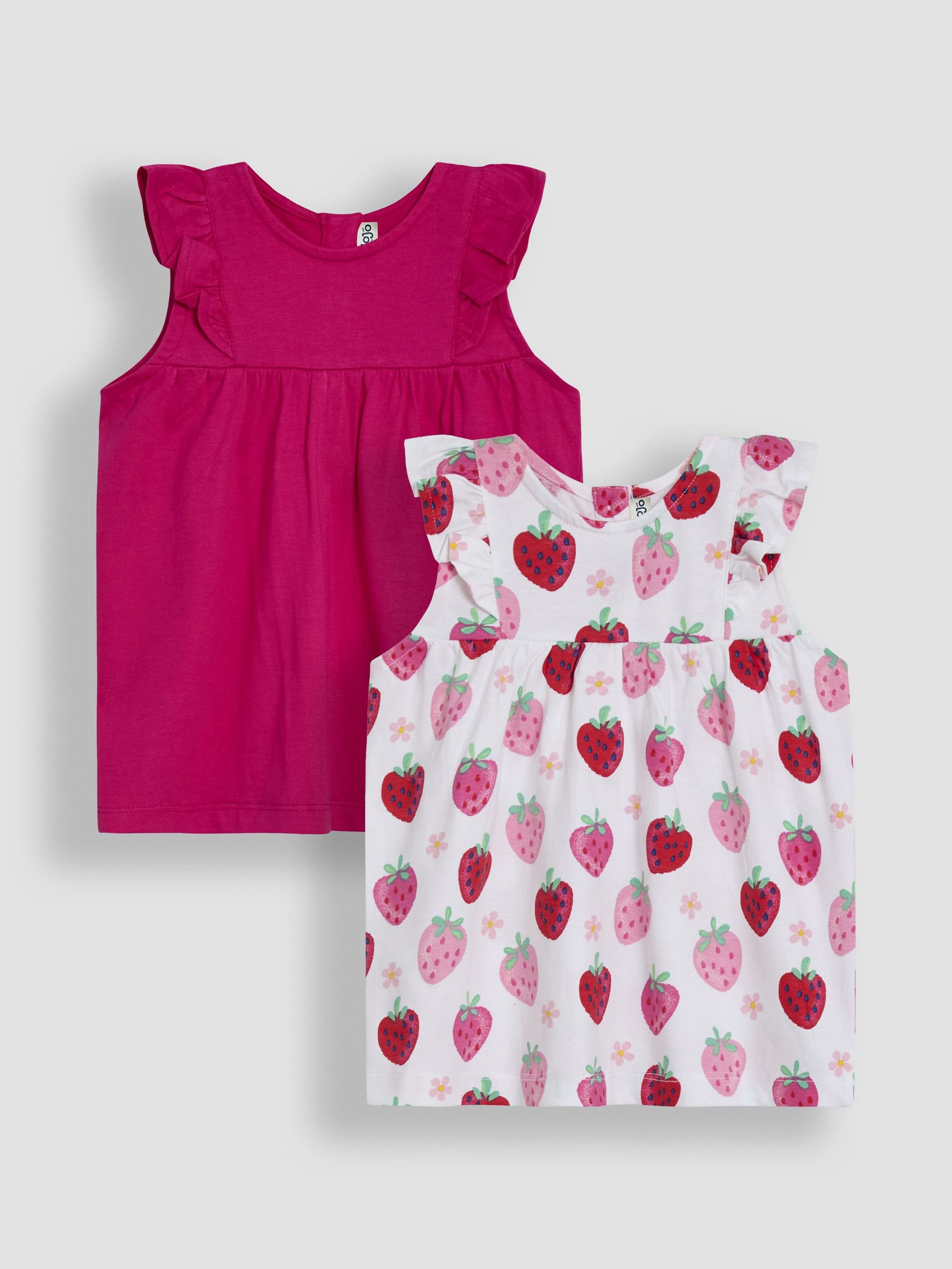 Pink Strawberry Floral 2-Pack Flutter Sleeve T-Shirts (AU5761) | $34 - $39
