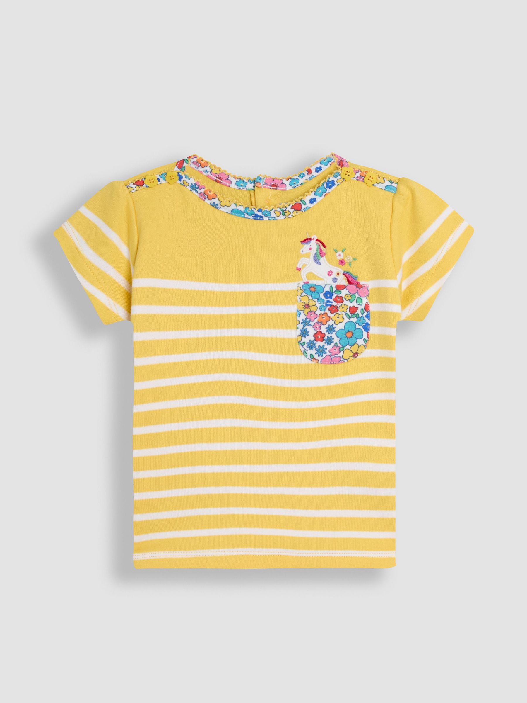 Yellow Unicorn Appliqué Pocket Breton T-Shirt (AU5767) | $24 - $29