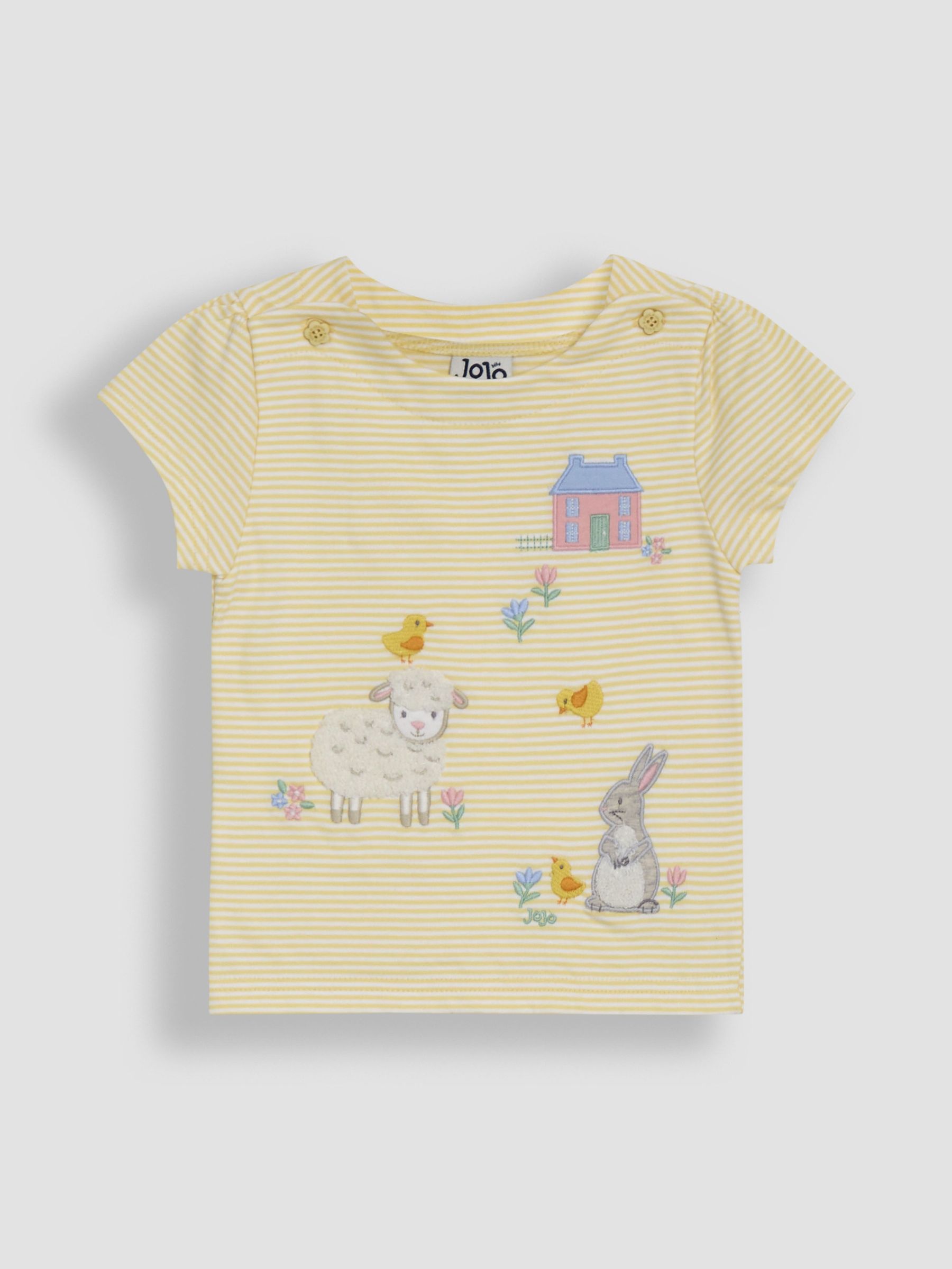 Yellow Bunny & Lamb Print Appliqué 100% Cotton T-Shirt (AU5773) | $27 - $33