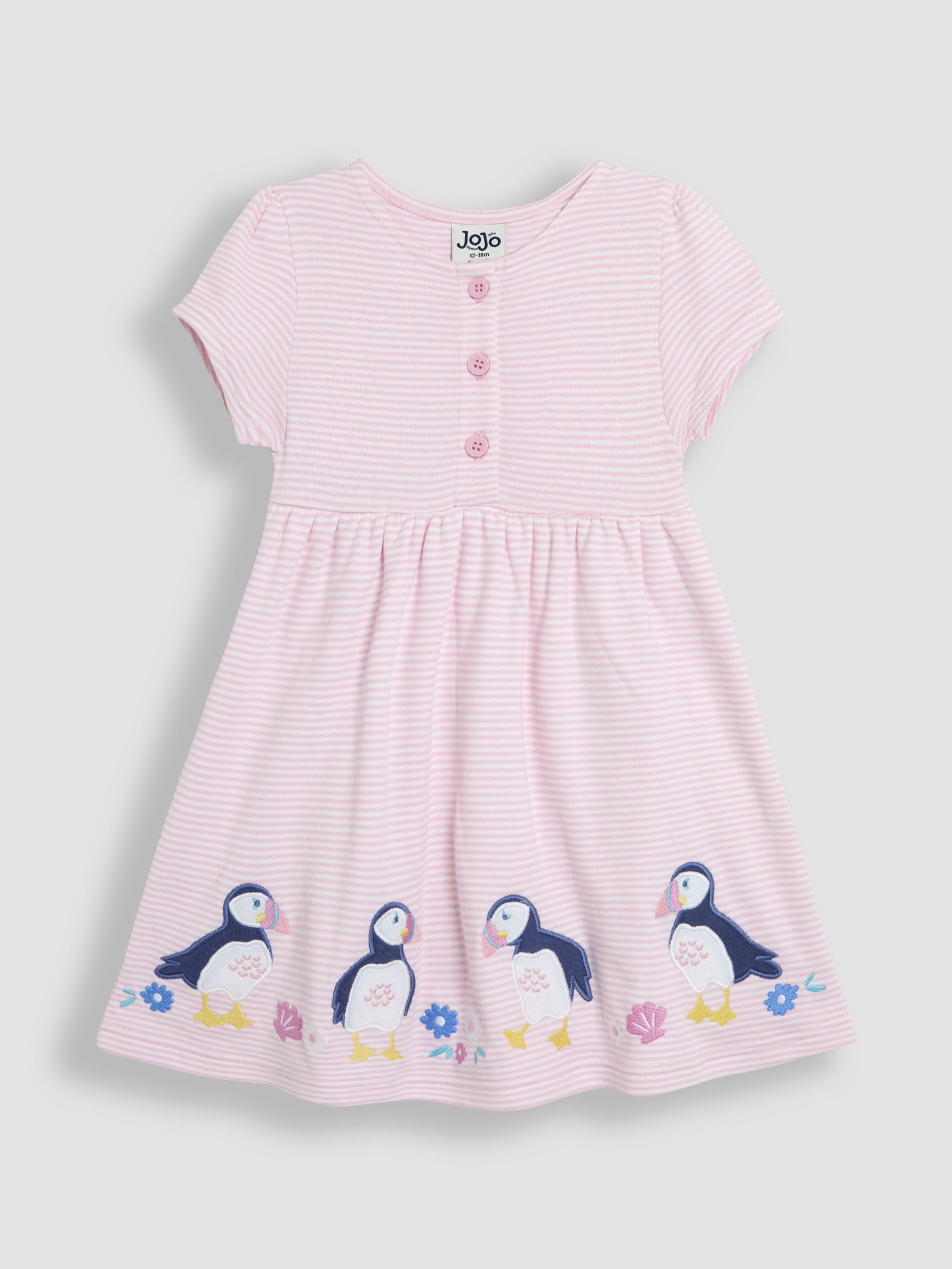 Pink Puffin Appliqué Button Front Dress (AU5775) | $38 - $43