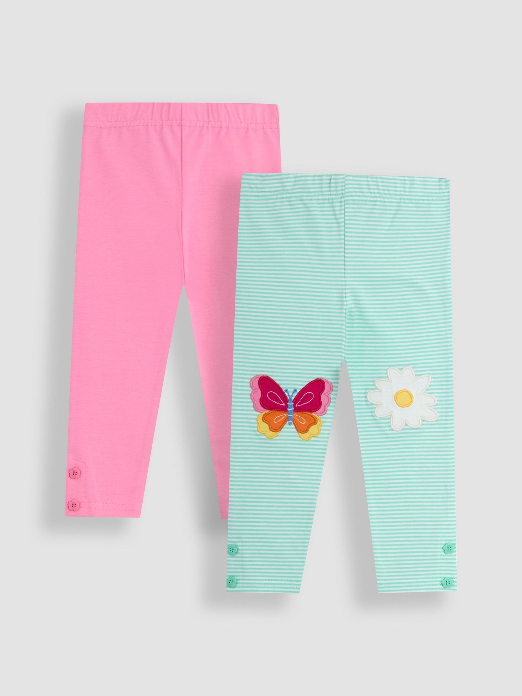 Green Butterfly & Daisy Appliqué Knee Leggings 2 Pack (AU5790) | $36 - $41
