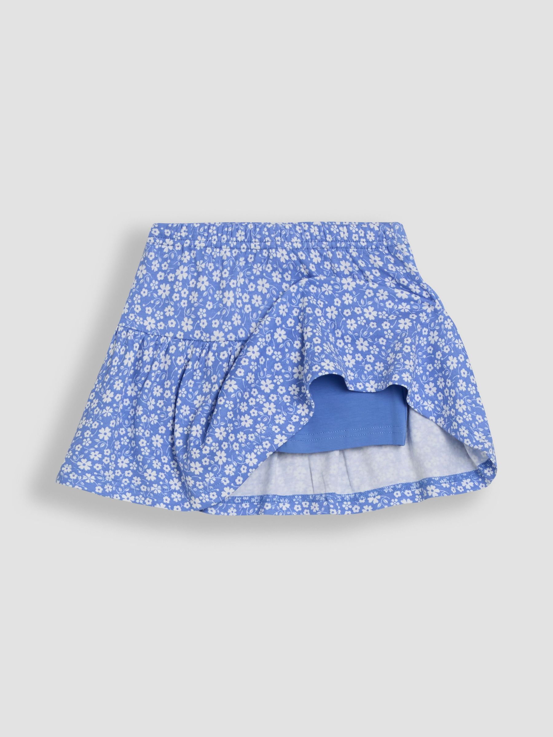 Cornflower Blue Ditsy Floral Printed 100% Cotton Skort (AU5793) | $26 - $31