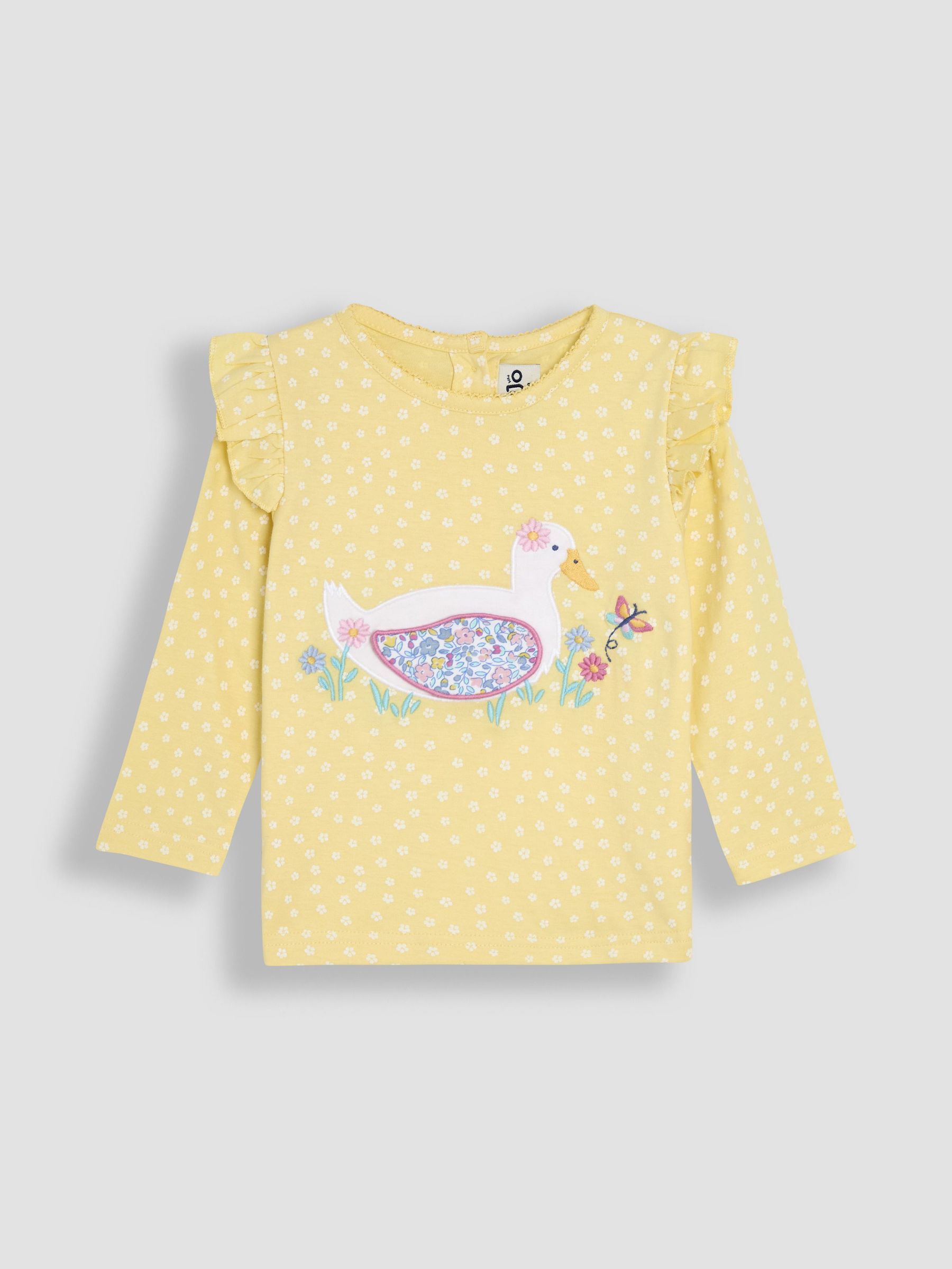 Yellow Duck Appliqué Frill Shoulder 100% Cotton Top (AU5805) | $29 - $34