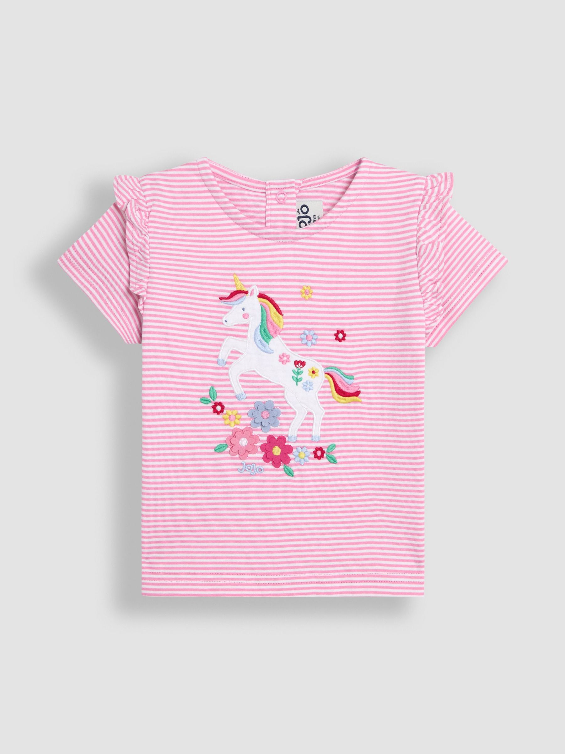 Fuchsia Pink Unicorn Appliqué Frill Shoulder T-Shirt (AU5806) | $27 - $33