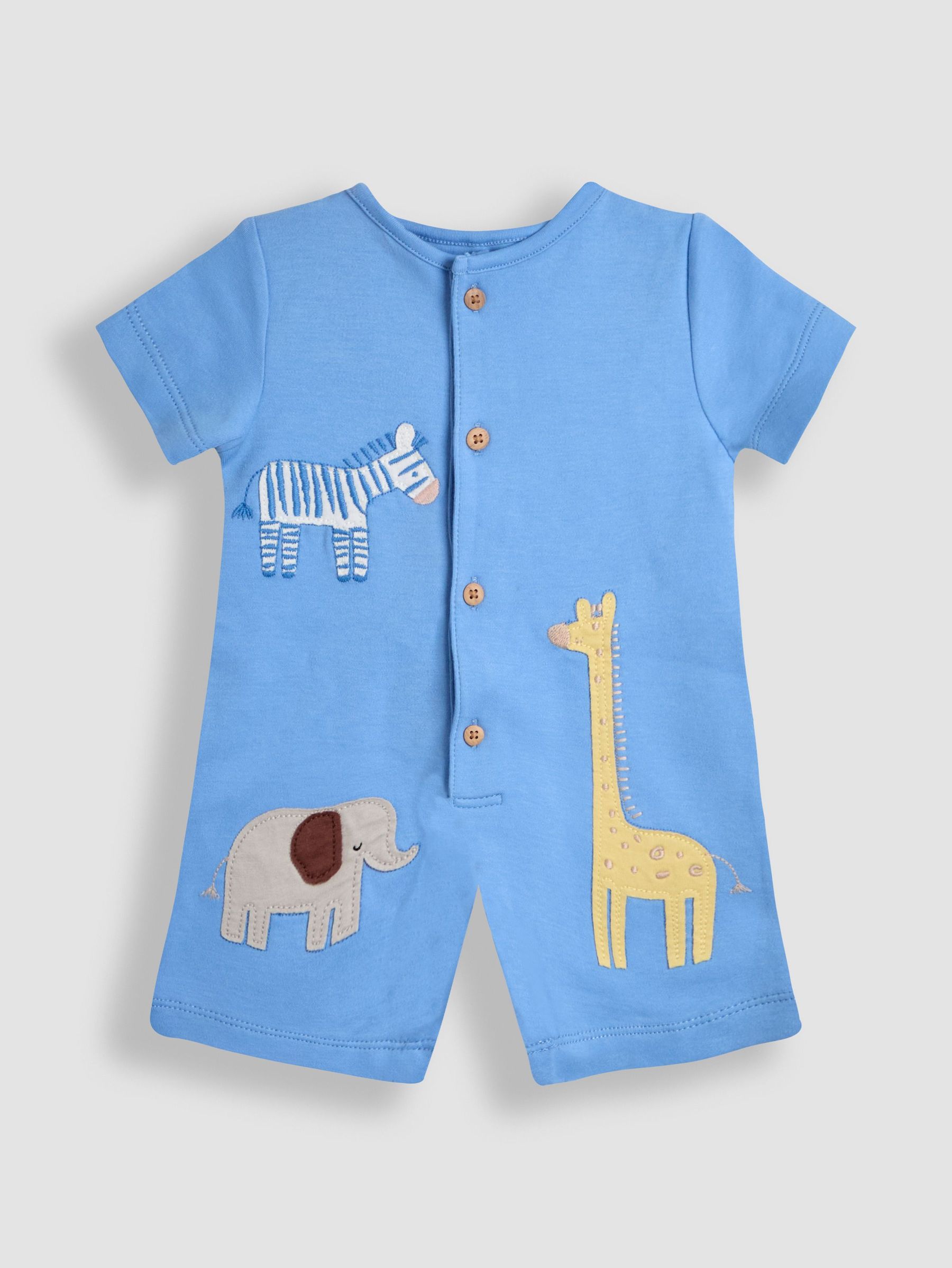 Blue 100% Organic Cotton Safari Button Front Romper (AU6297) | $39 - $41