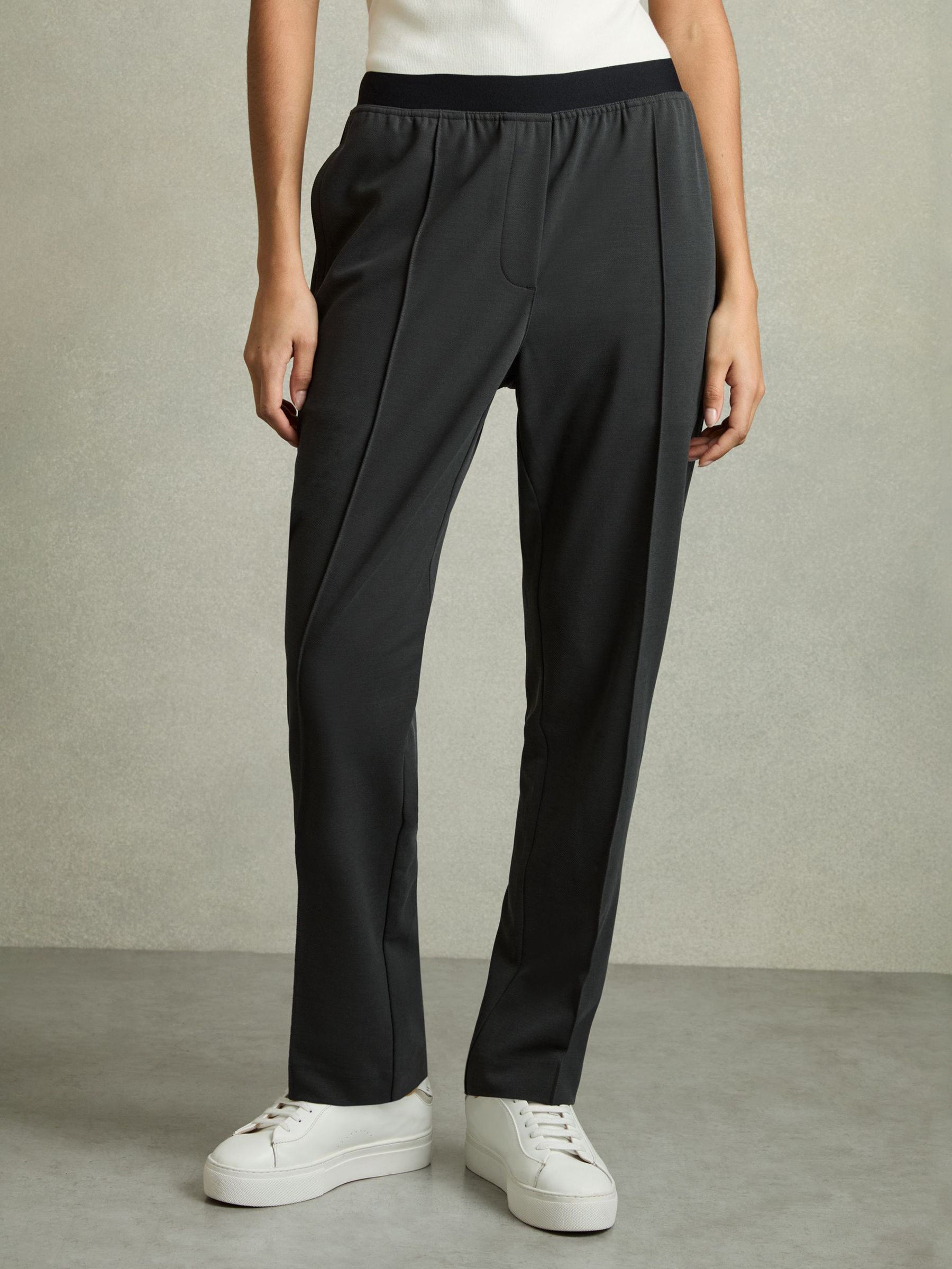 Petite Elasticated-Waistband Tapered Trousers in Charcoal Grey (AU6650) | €185