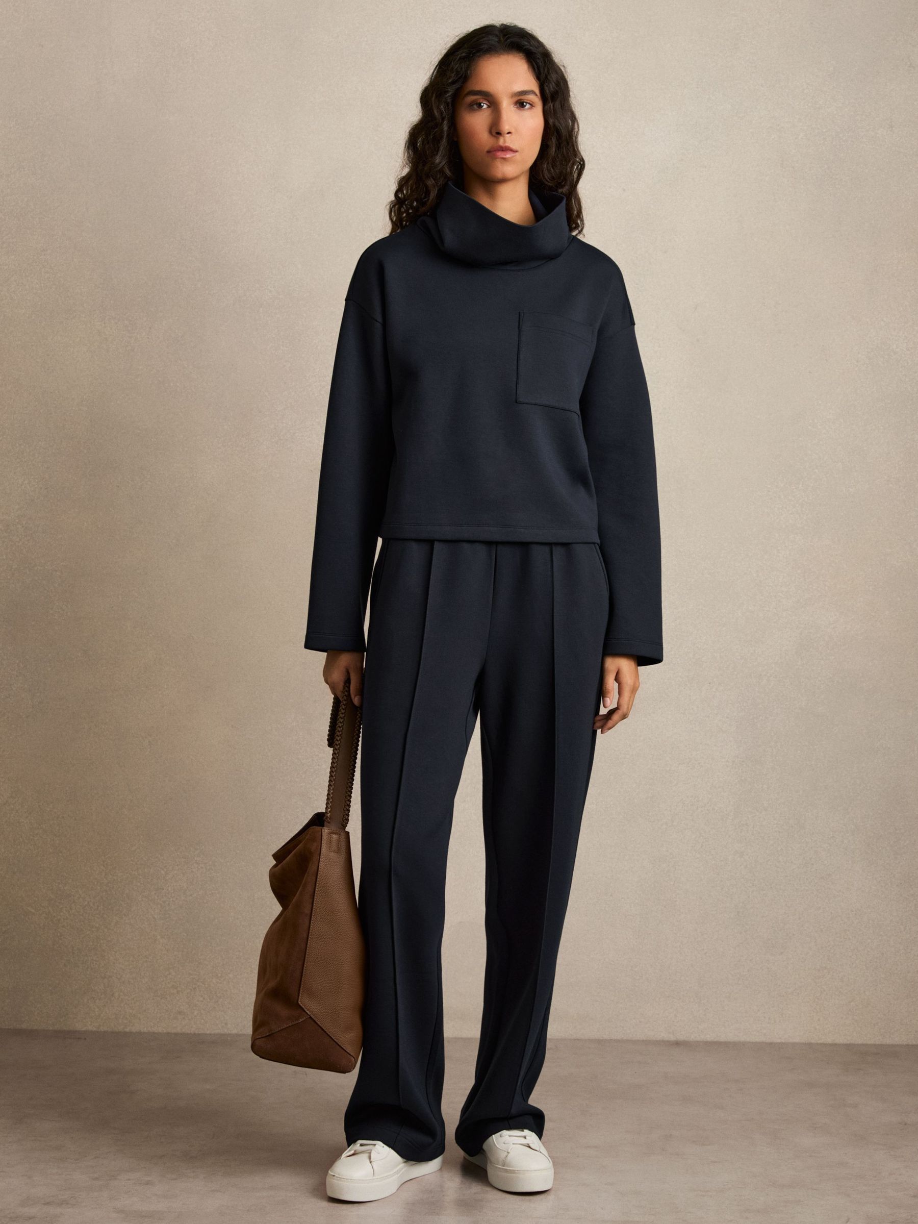 Jersey Pintuck Drawstring Joggers in Navy (AU6659) | €170