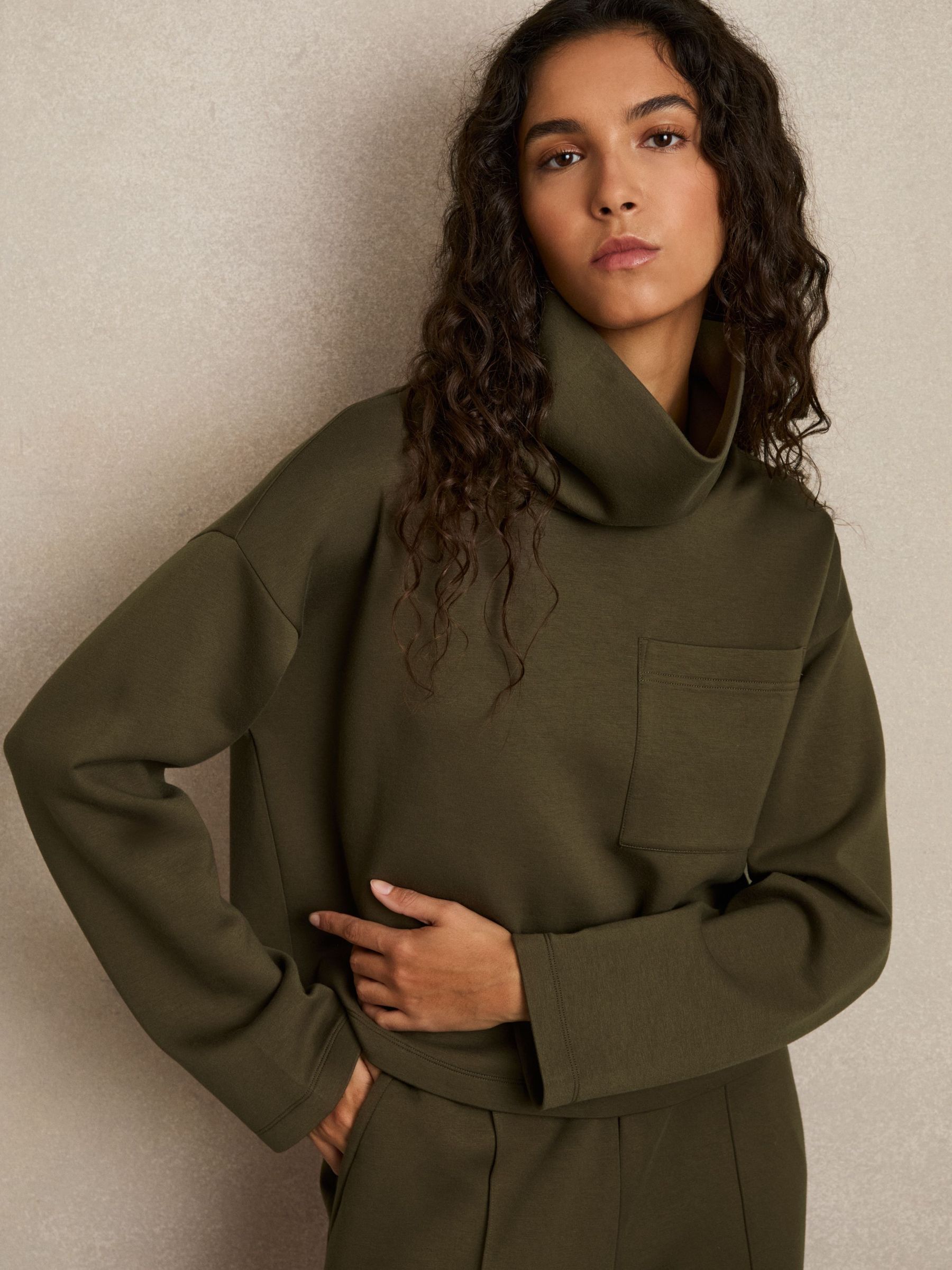 Jersey Funnel-Neck Sweatshirt in Khaki (AU6660) | €195