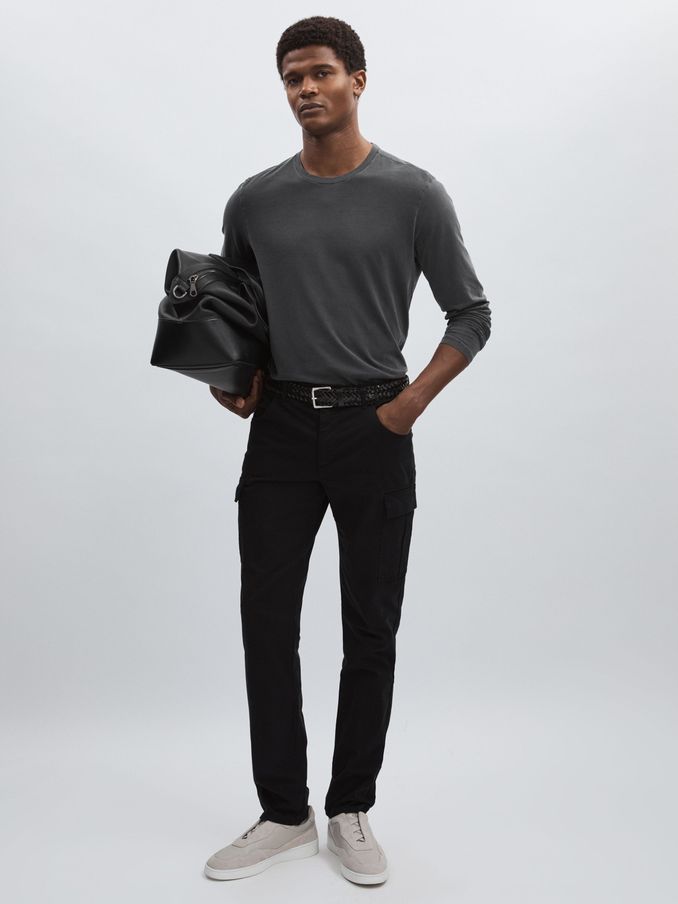 Paige 100% Cotton Long-Sleeve T-Shirt in Charcoal (AU6765) | €185