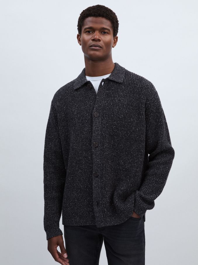 Paige Cotton-Wool Speckled Cardigan in Black/Grey (AU6773) | €465