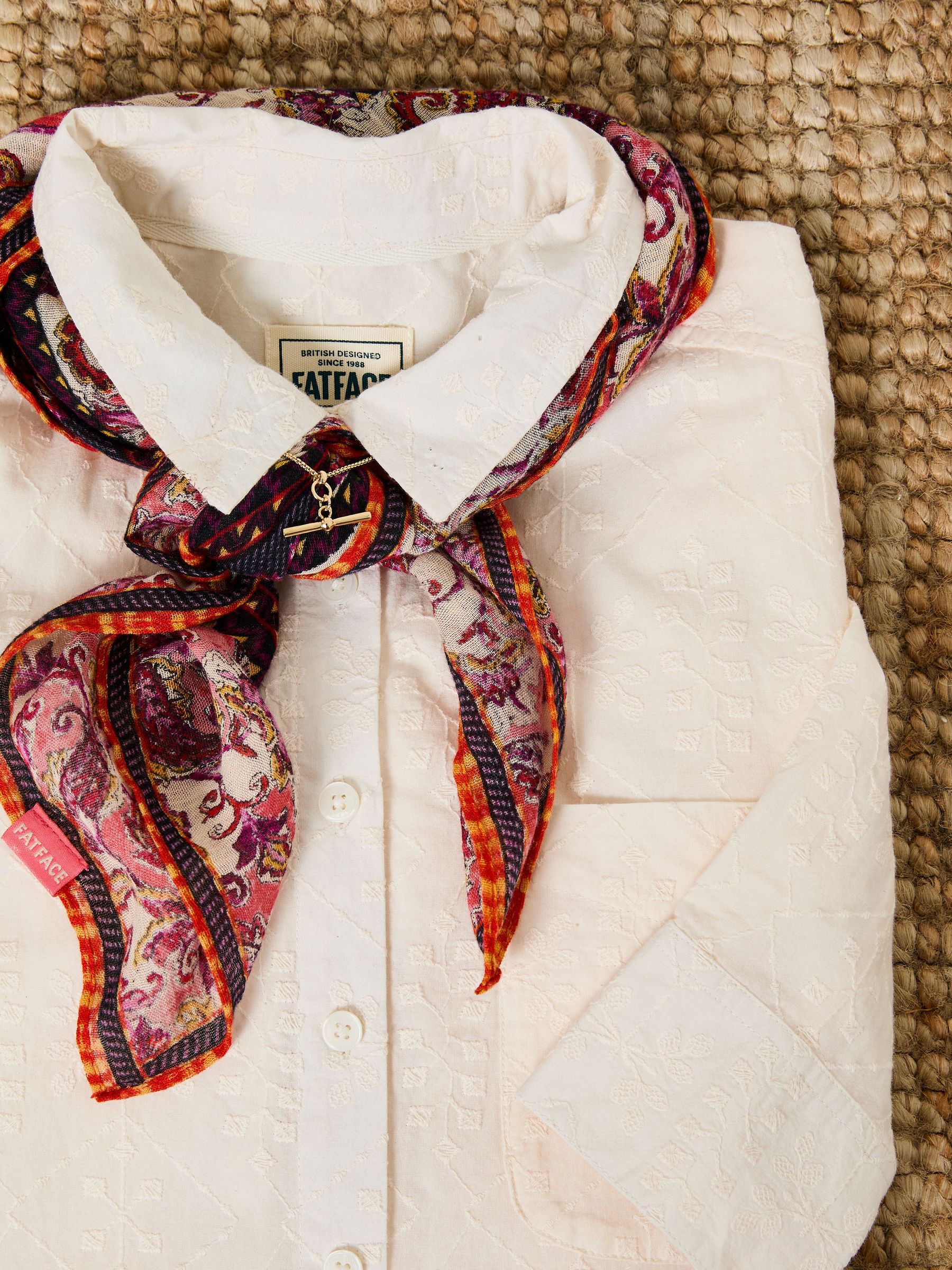 Olivia Ivory Embroidered 100% Cotton Long Sleeve Shirt (AU7277) | $76