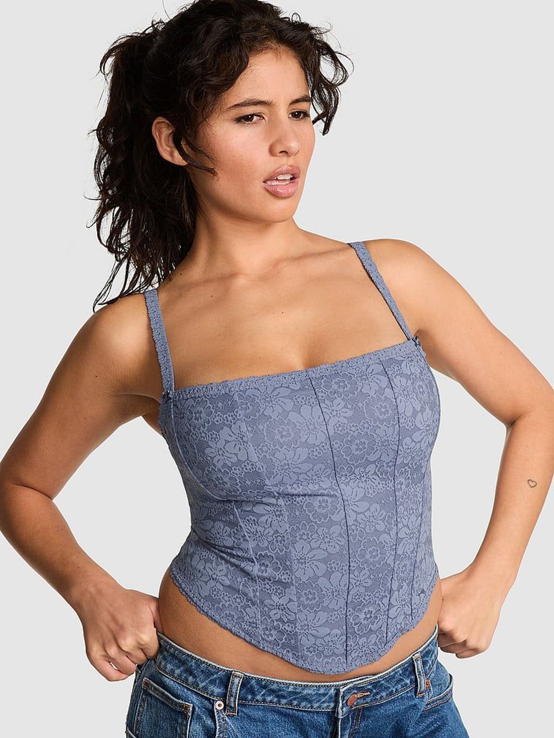 Dusty Iris Blue Lace Bra Top (AU7404) | €29