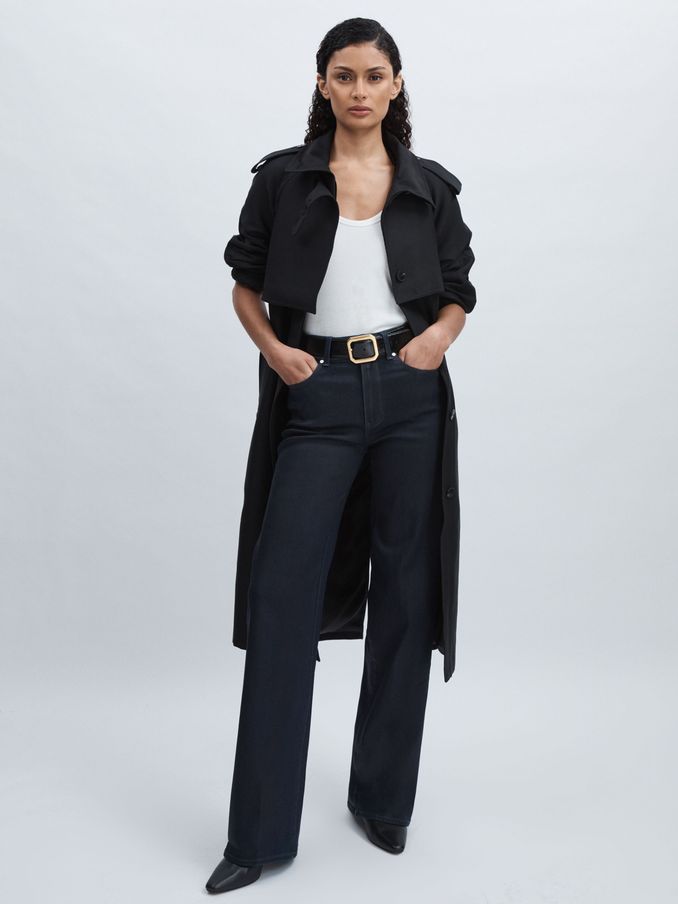Paige Wide-Leg Coated Jeans in Glazed Indigo (AU7425) | €322