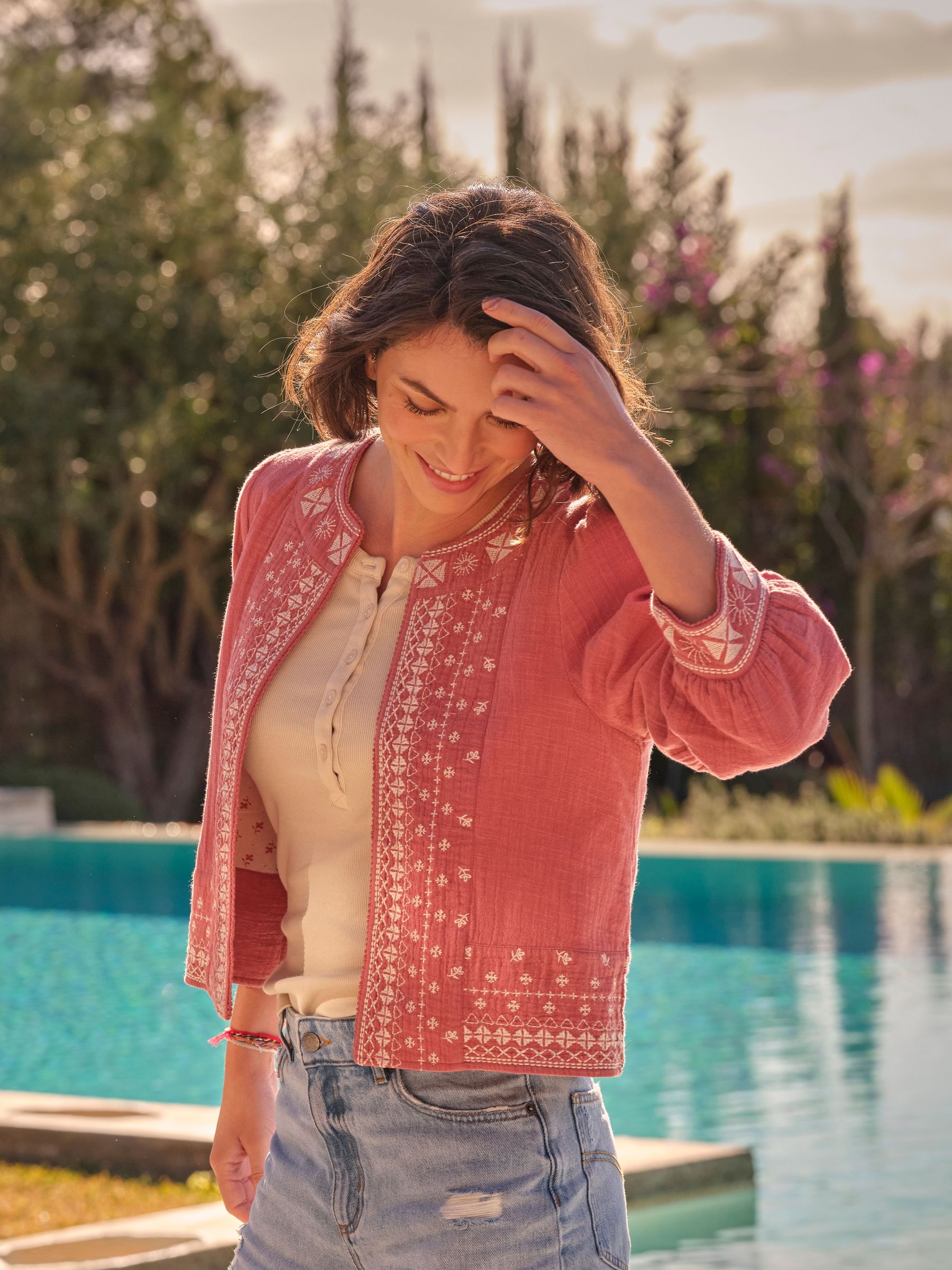 Zoe Pink Embroidered Jacket (AU7604) | €85.50