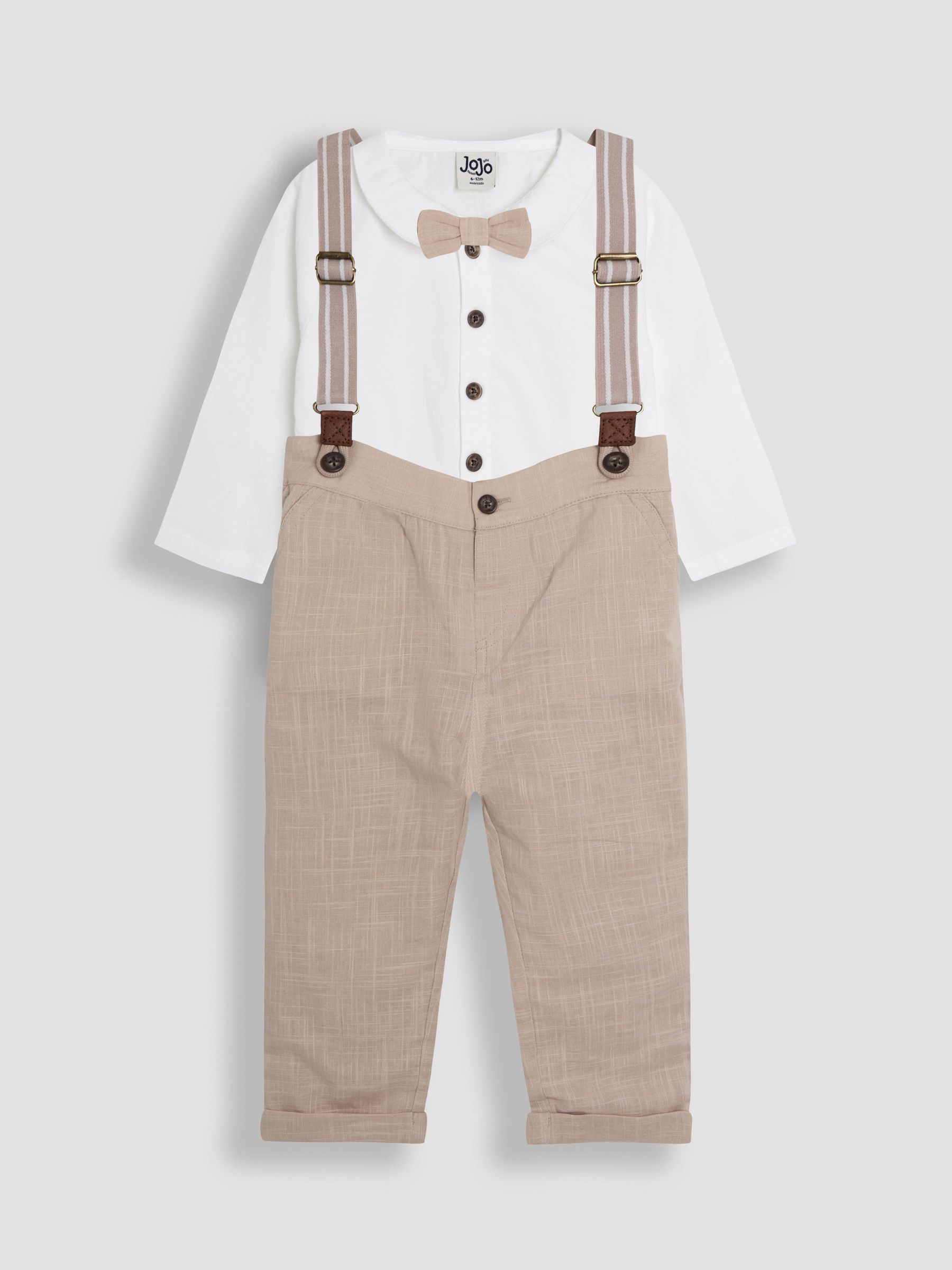 Stone 4-Piece Shirt & Trouser Set With Bow Tie & Braces (AU7674) | $67 - $77