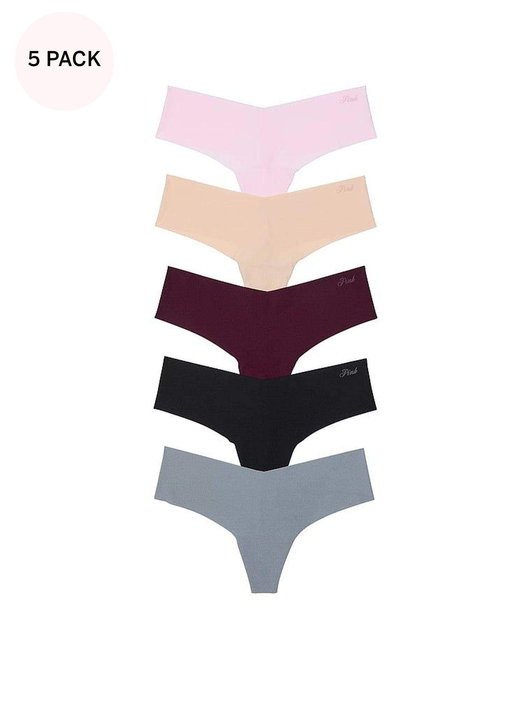 Grey/Black/Purple/Pink/Marzipan Thong 5 Pack Knickers (AU7820) | €31