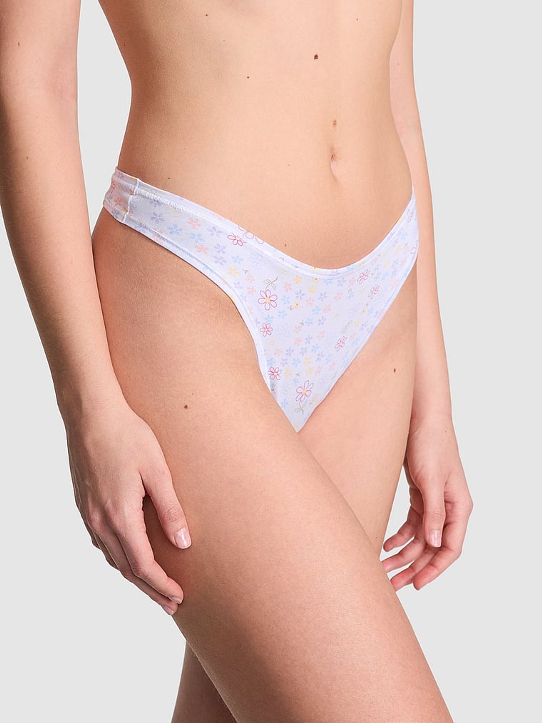 White Floral Thong Cotton Knickers (AU7838) | €10.50