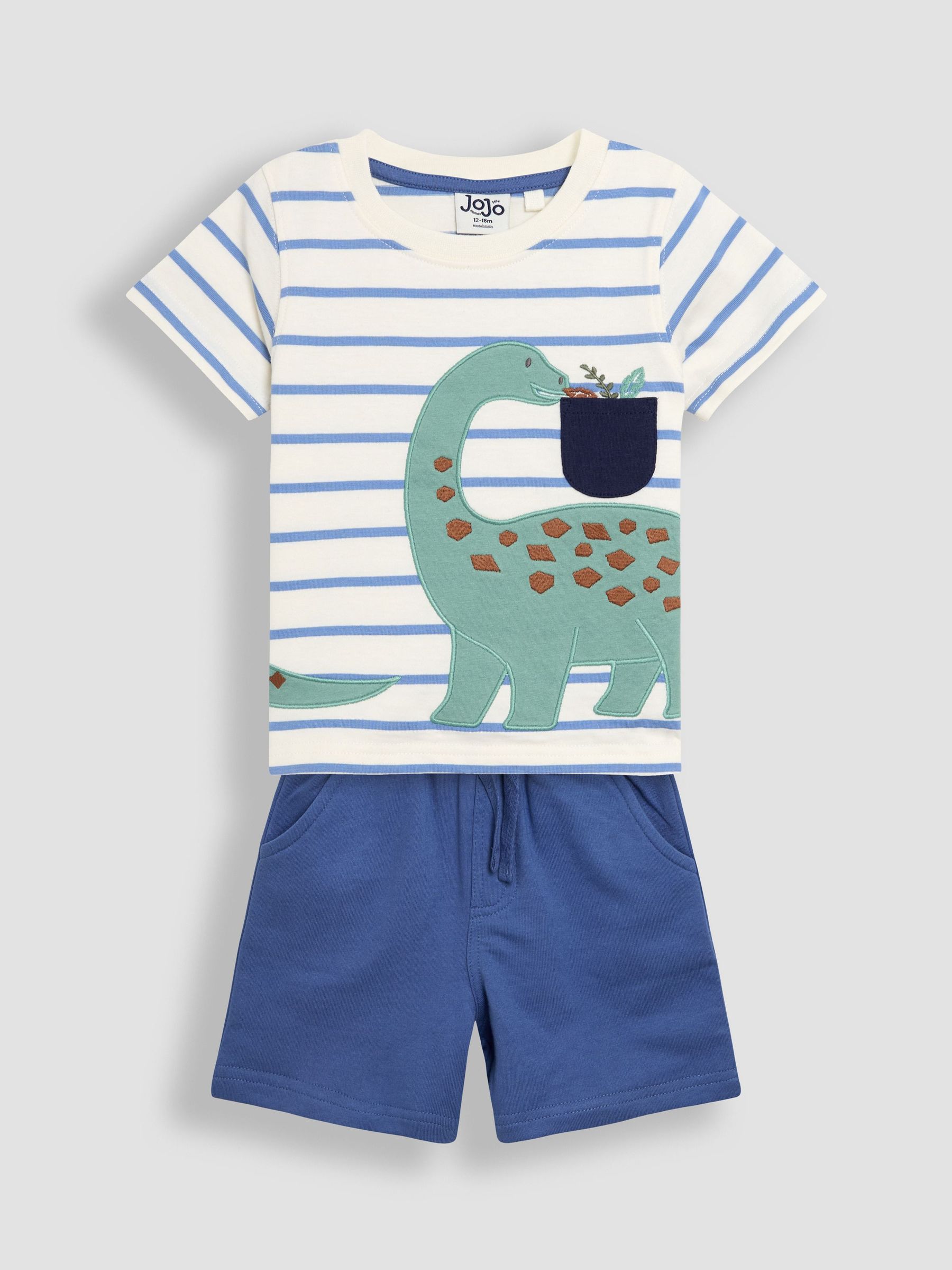 Blue Dinosaur 2-Piece Appliqué T-Shirt & Short Set (AU7914) | $45 - $50