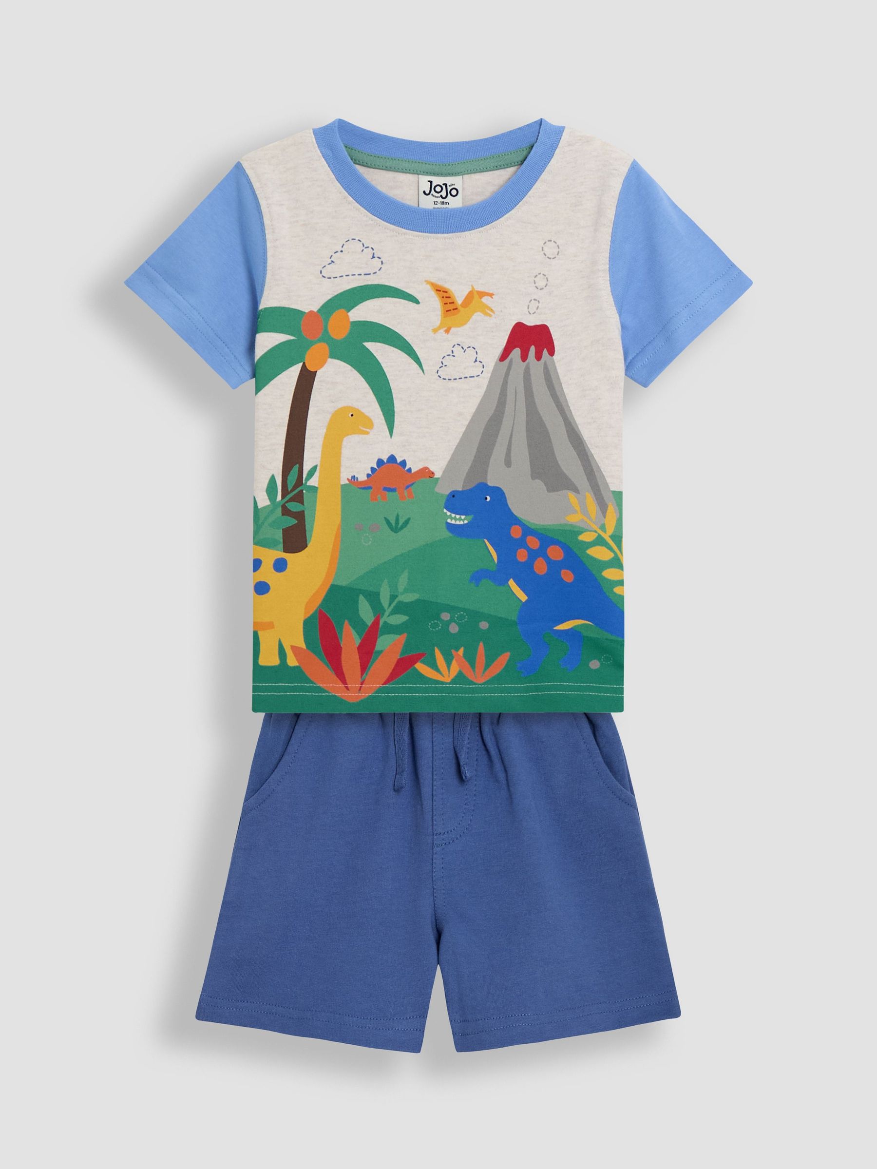 Blue Dino Scene Appliqué T-Shirt & Shorts Set 2 Piece (AU7922) | $41 - $46