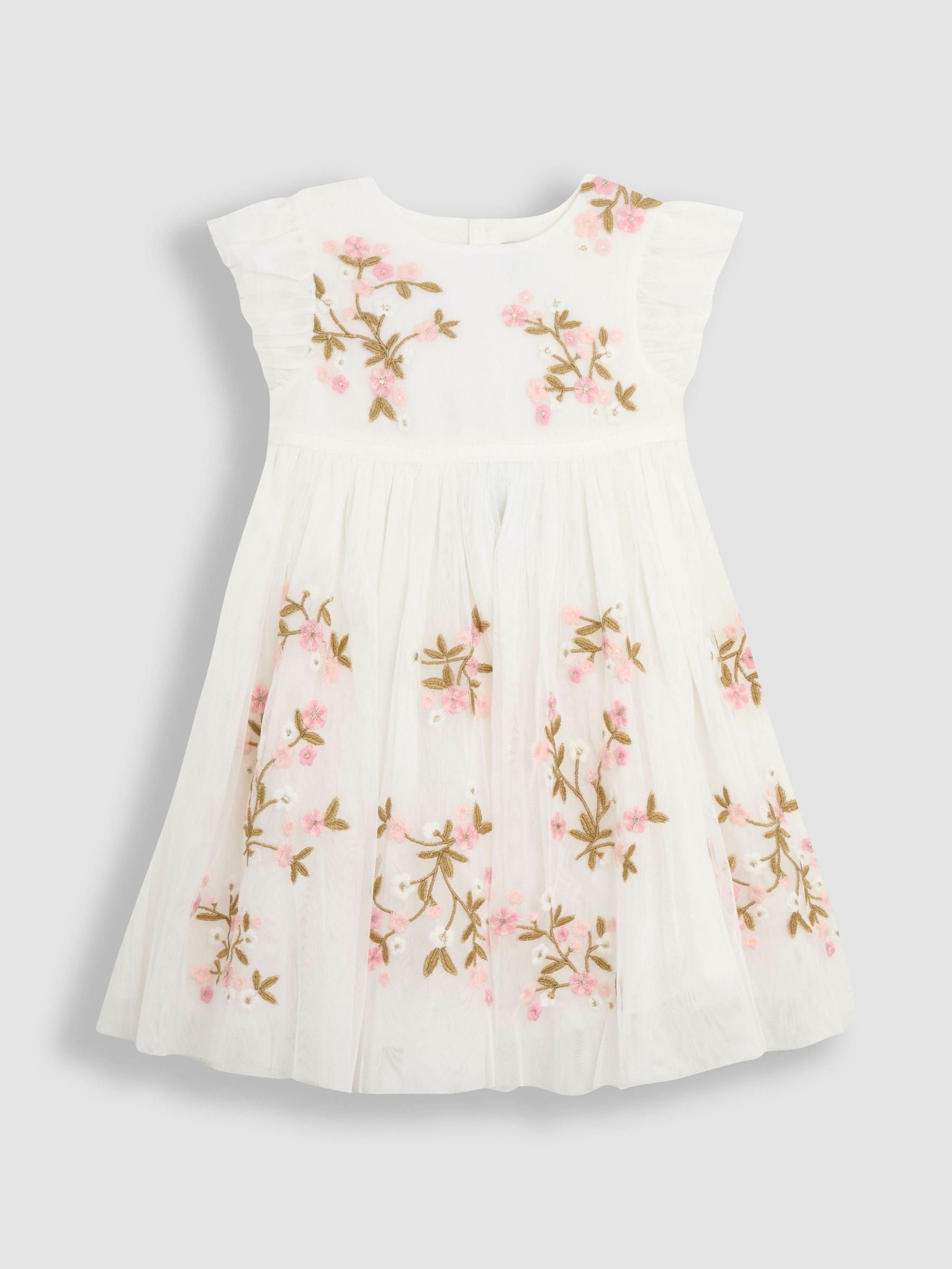 Cream Floral Embroidered Tulle Party Dress (AU7928) | $63 - $74