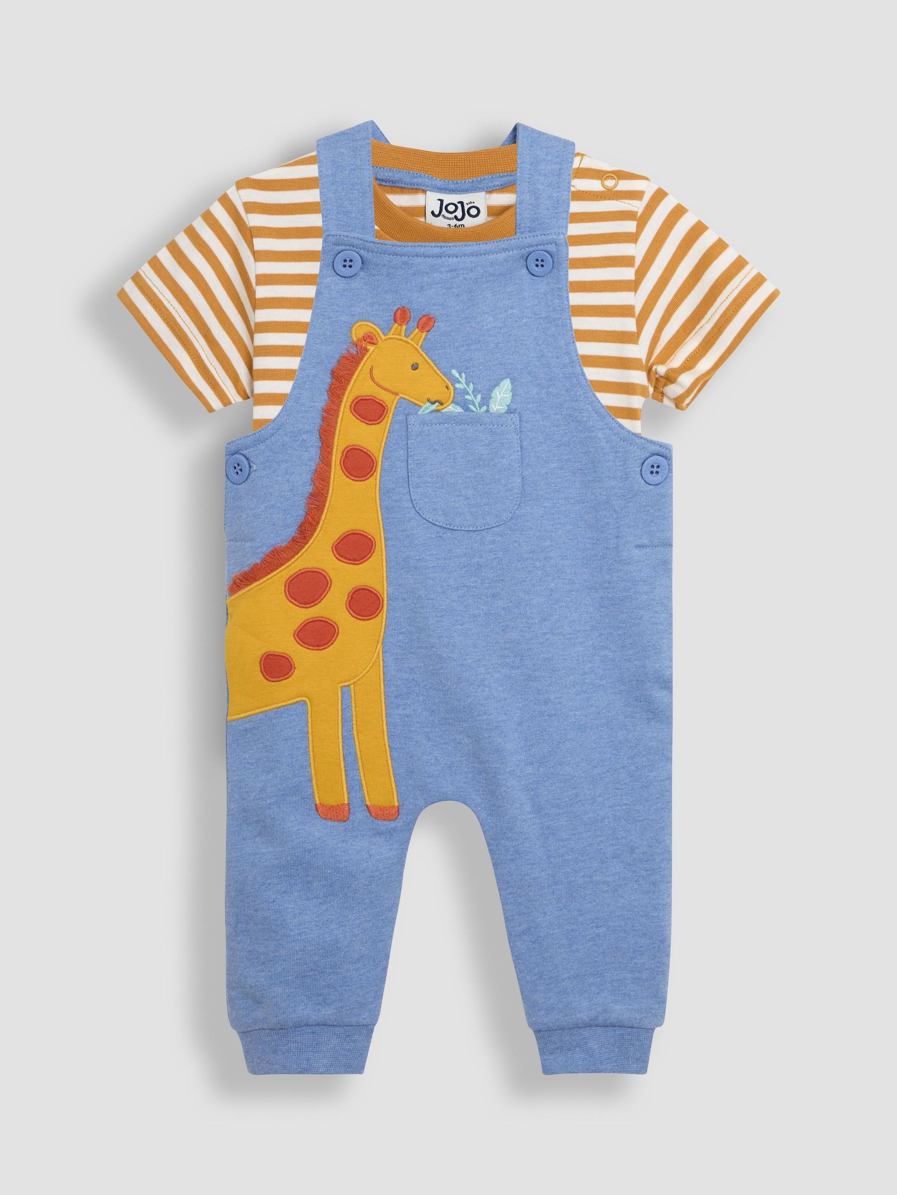 Blue Giraffe 2-Piece Appliqué Dungarees & T-Shirt Set (AU7931) | $48 - $50