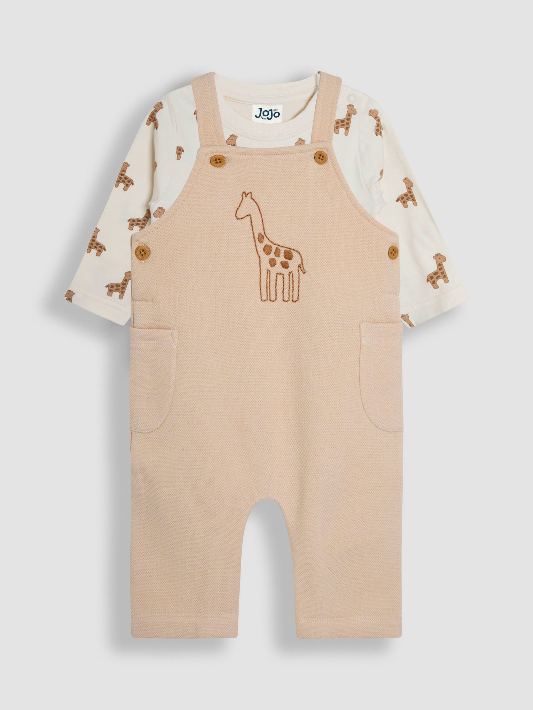 Stone Giraffe Embroidered Dungarees & T-Shirt Set (AU7965) | $48 - $50