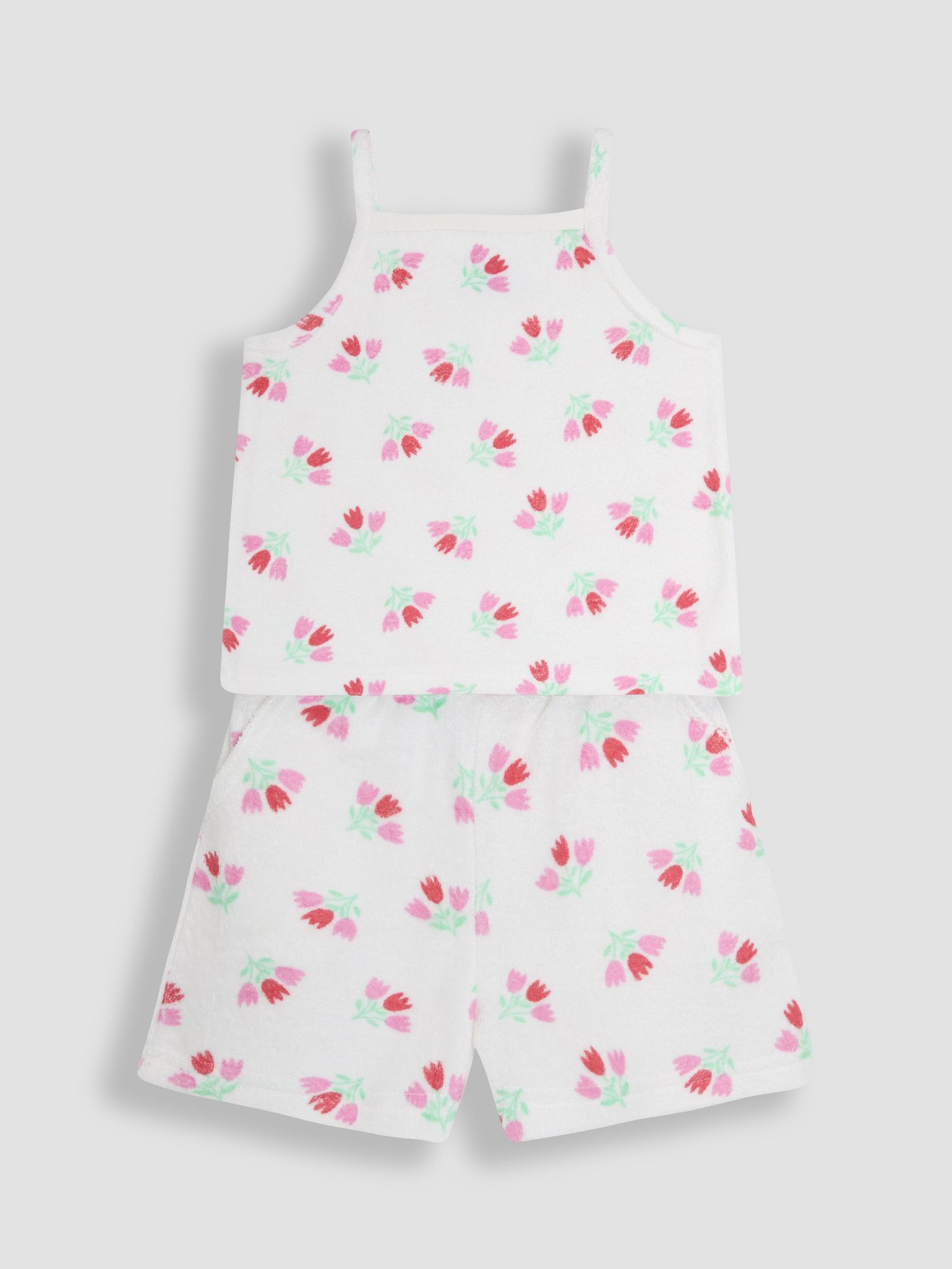 Pink Ditsy Floral Towelling Vest & Shorts Set 2 Piece (AU8008) | $46 - $51