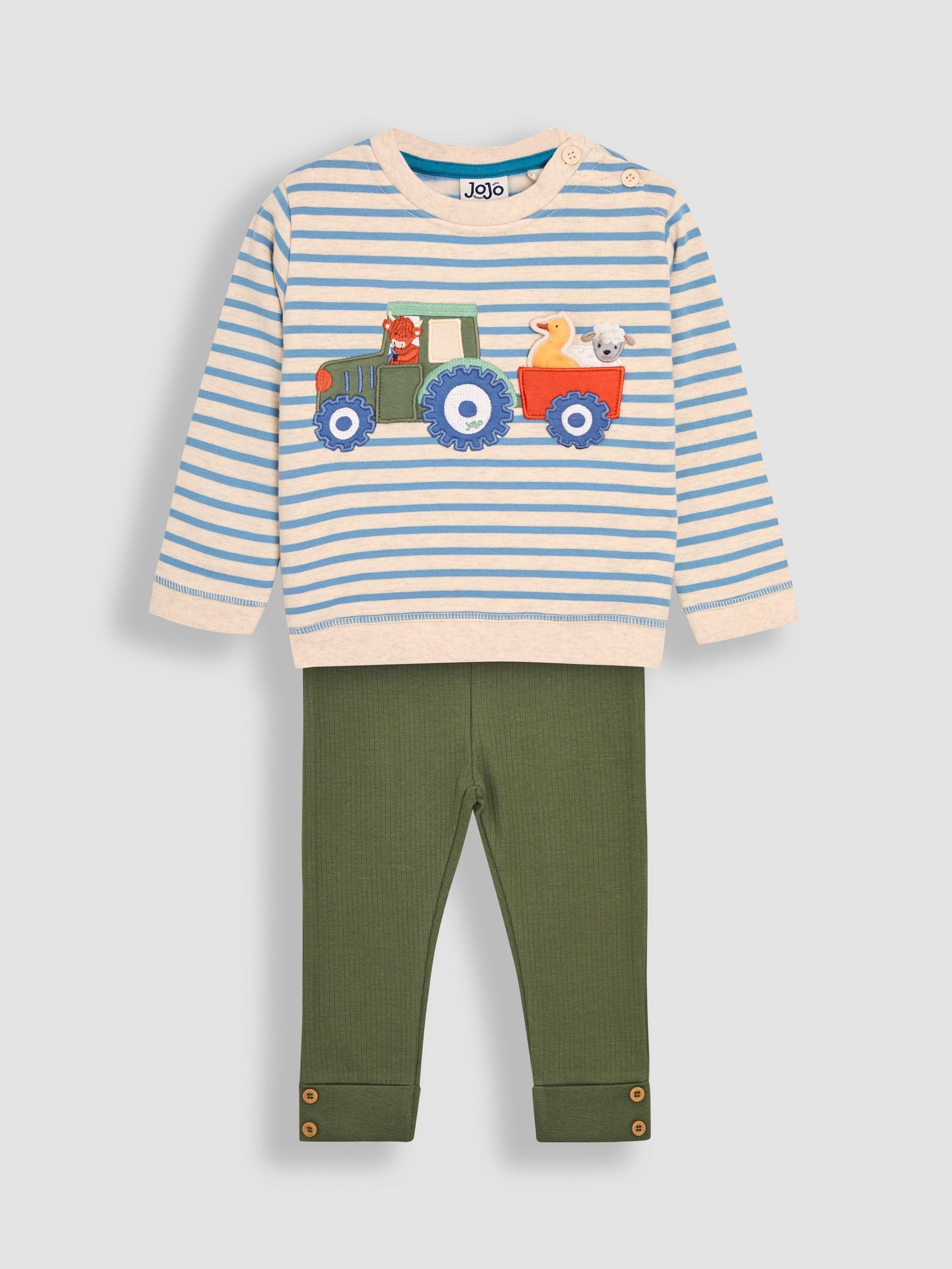 Blue Tractor Appliqué Sweatshirt & Leggings Set (AU8025) | $48 - $50
