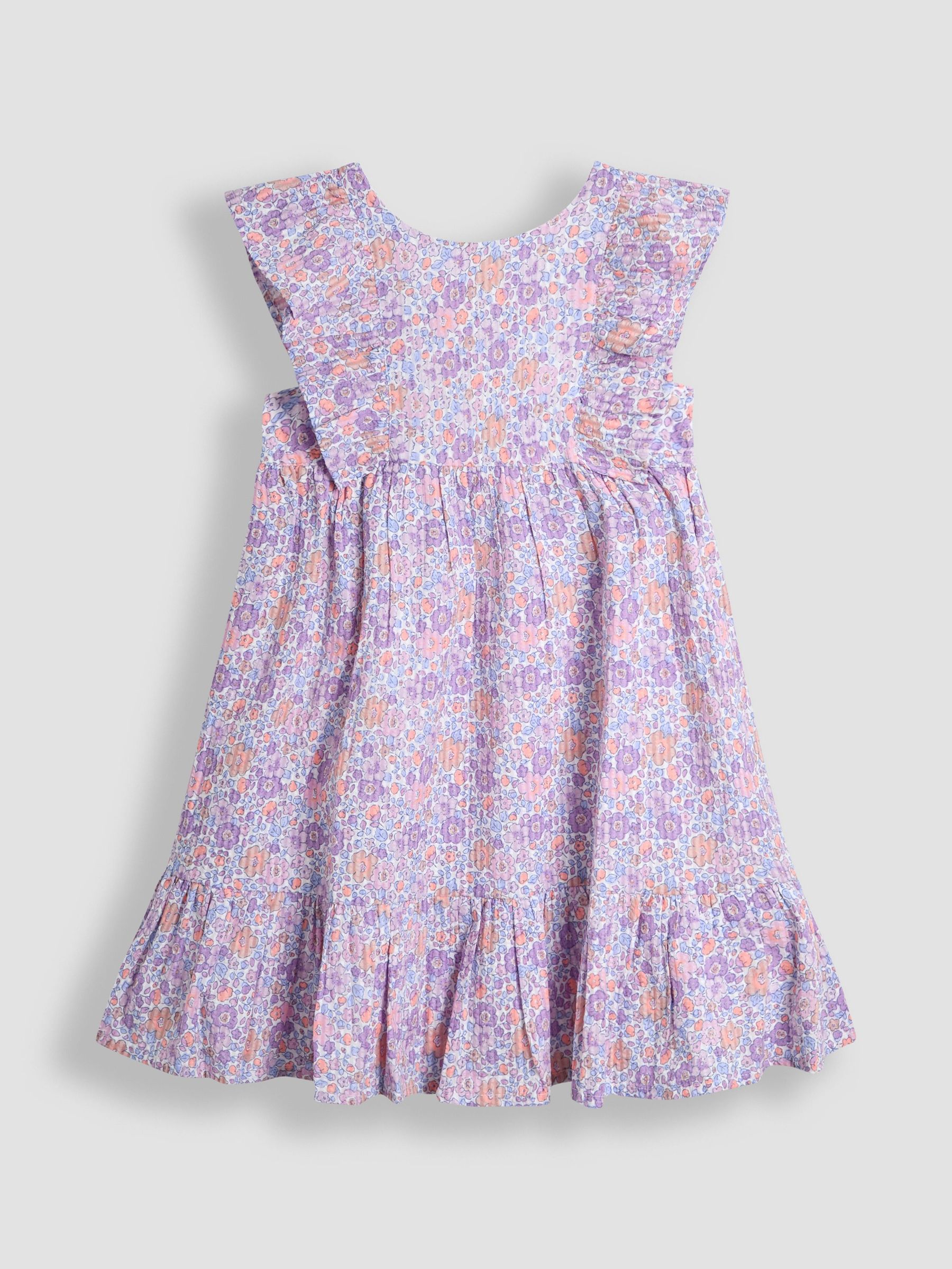 Lilac Purple Tropical Frill Back Summer 100% Cotton Dress (AU8036) | $41 - $46