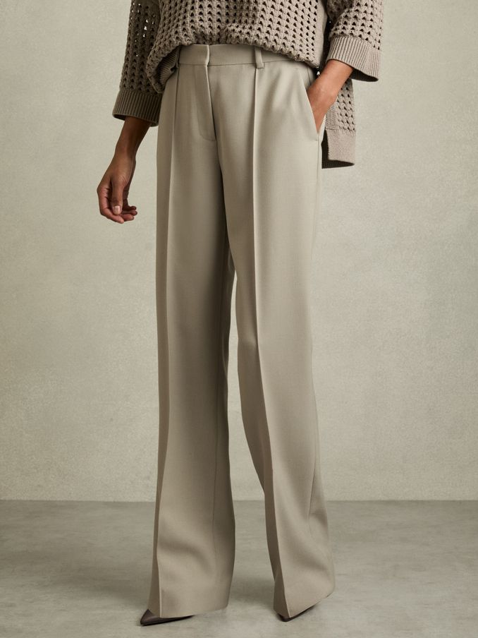 Petite Straight-Leg Textured  Wool-Blend Suit Trousers in Neutral (AU8071) | €245