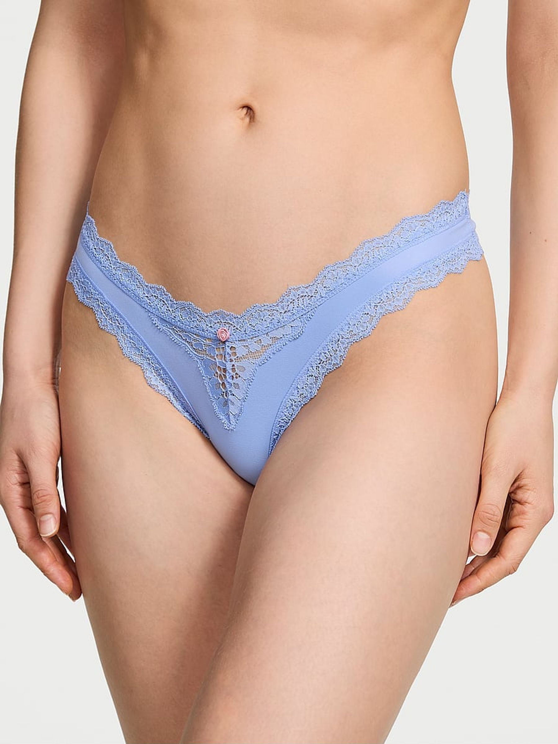 Blue Cameo Lace Trim Brazilian Knickers (AU9502) | €15.50