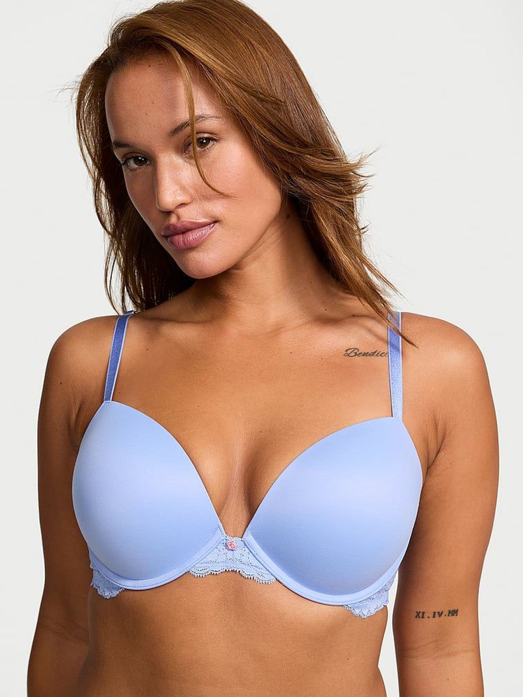 Blue Cameo Lace Trim Push Up Bra (AU9518) | €52