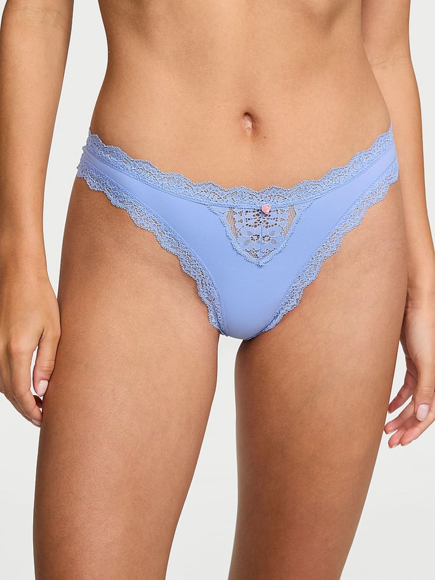 Blue Cameo Lace Trim Thong Knickers (AU9519) | €15.50