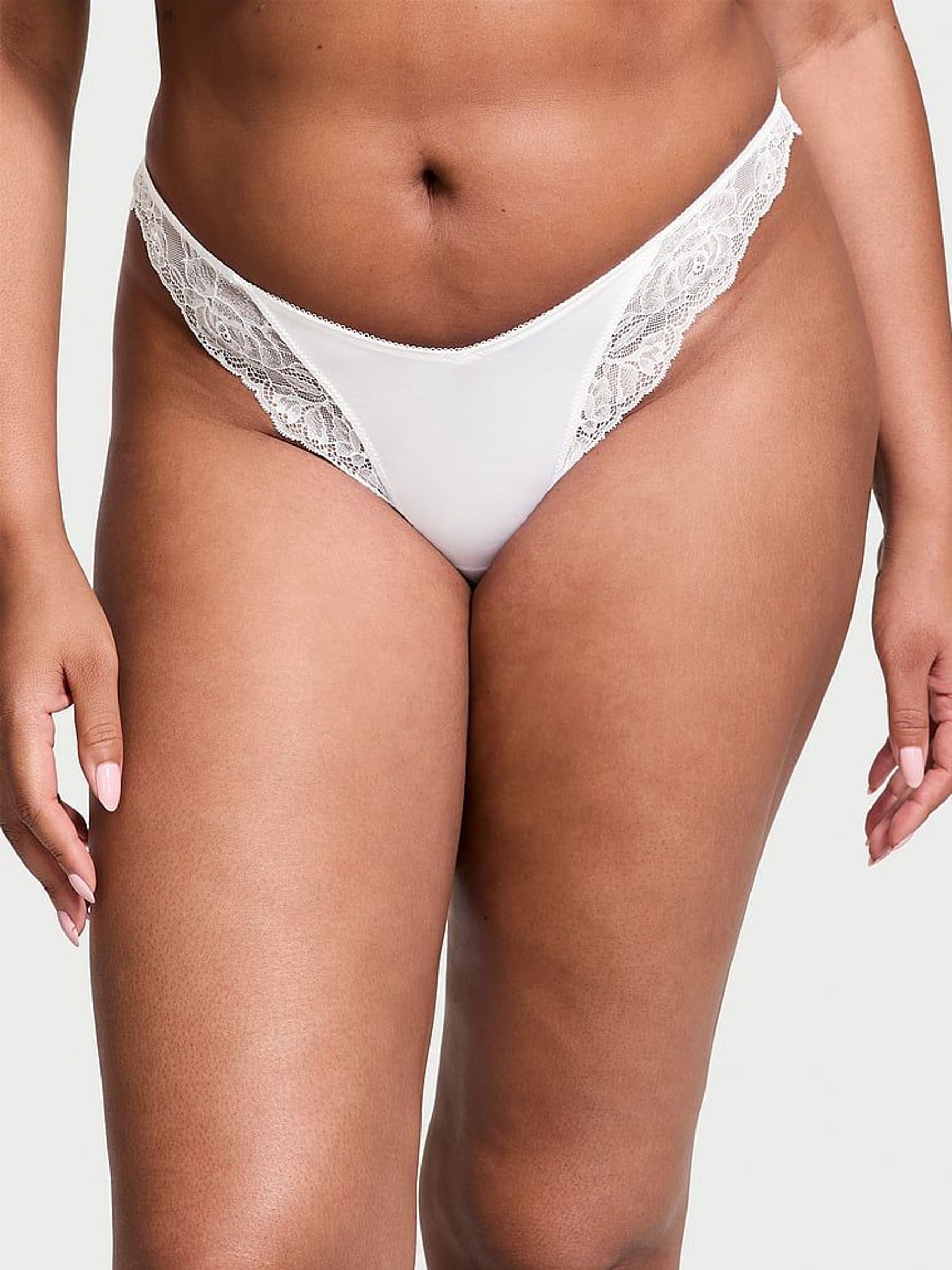 White Thong Rose Lace Trim Knickers (AU9530) | €15.50