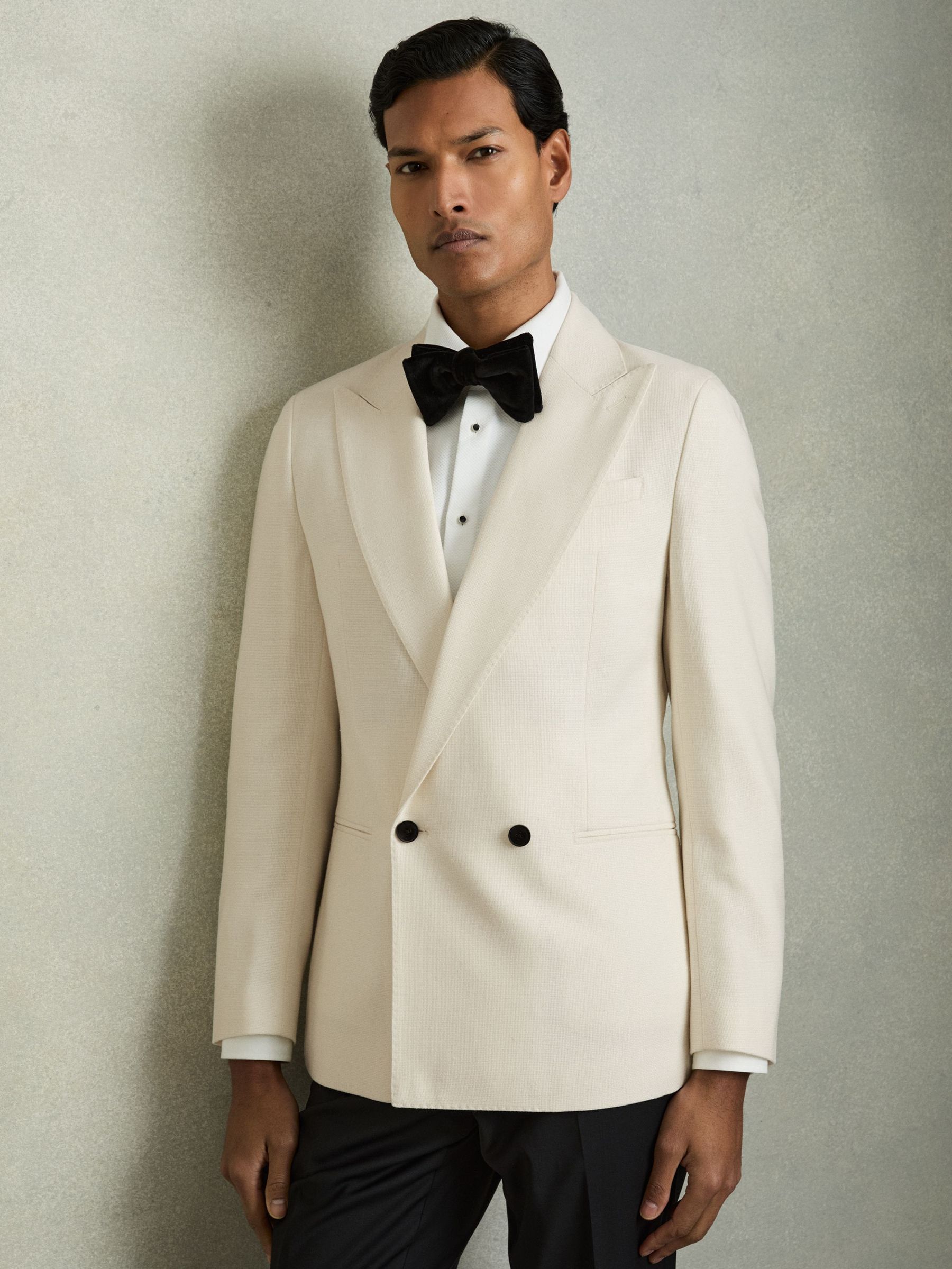 Slim Fit Single-Breasted Stretch Suit Blazer in Ivory White (AU9683) | €495