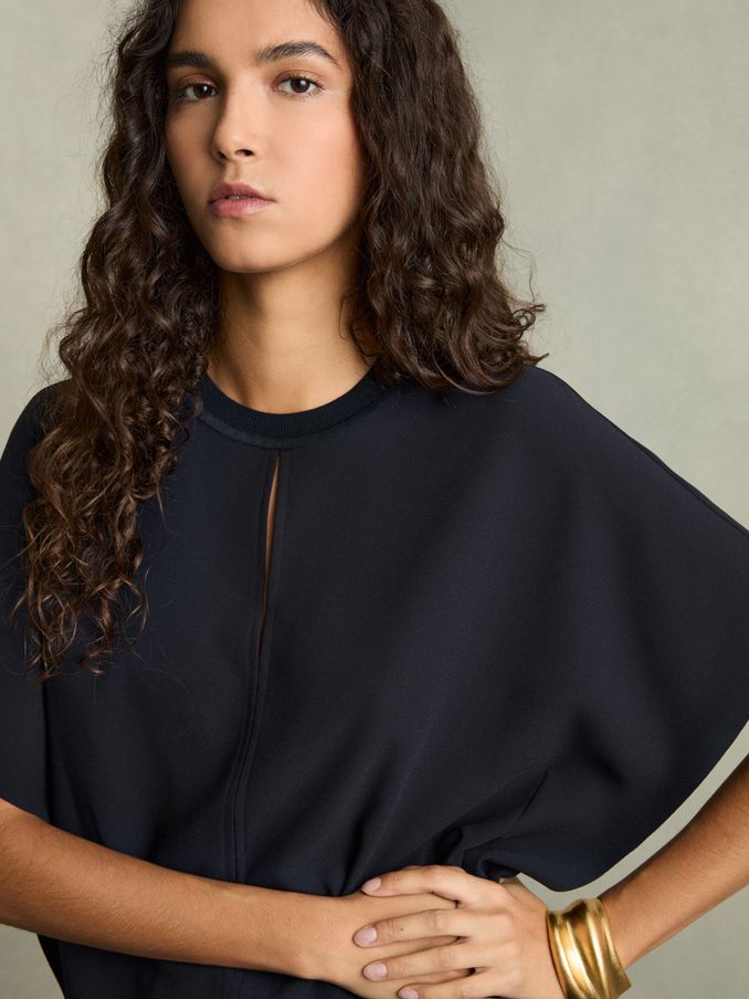 Draped Sleeve Top in Navy (AU9690) | €140