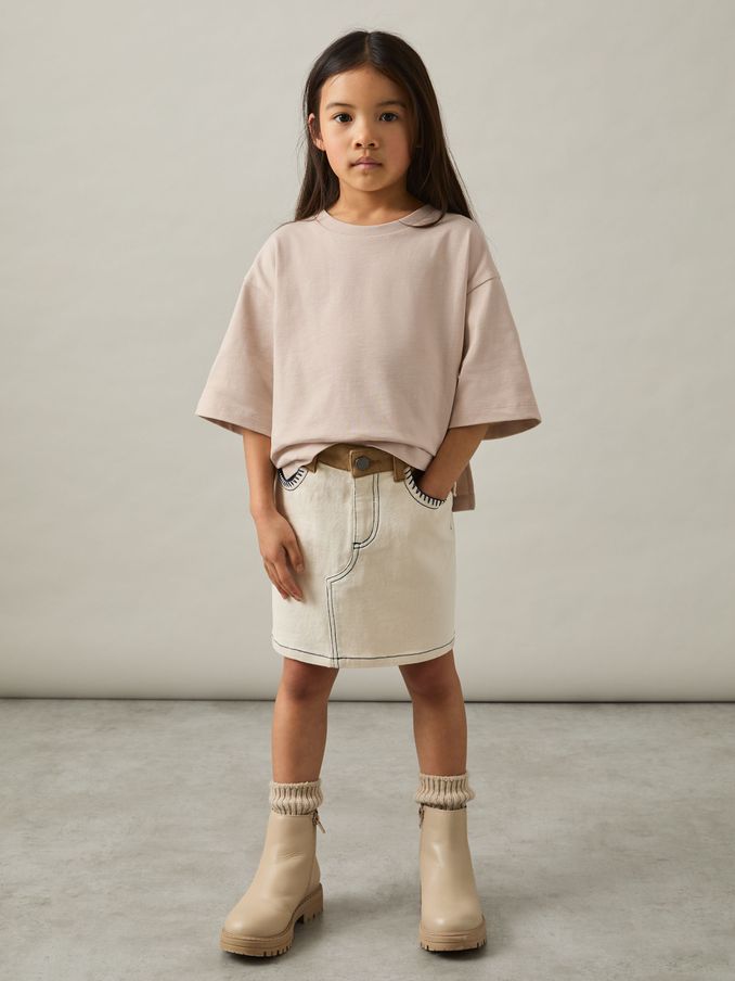 9-13 yrs Oversized Cotton Crew-Neck T-Shirt in Pink (AU9697) | 95 SAR